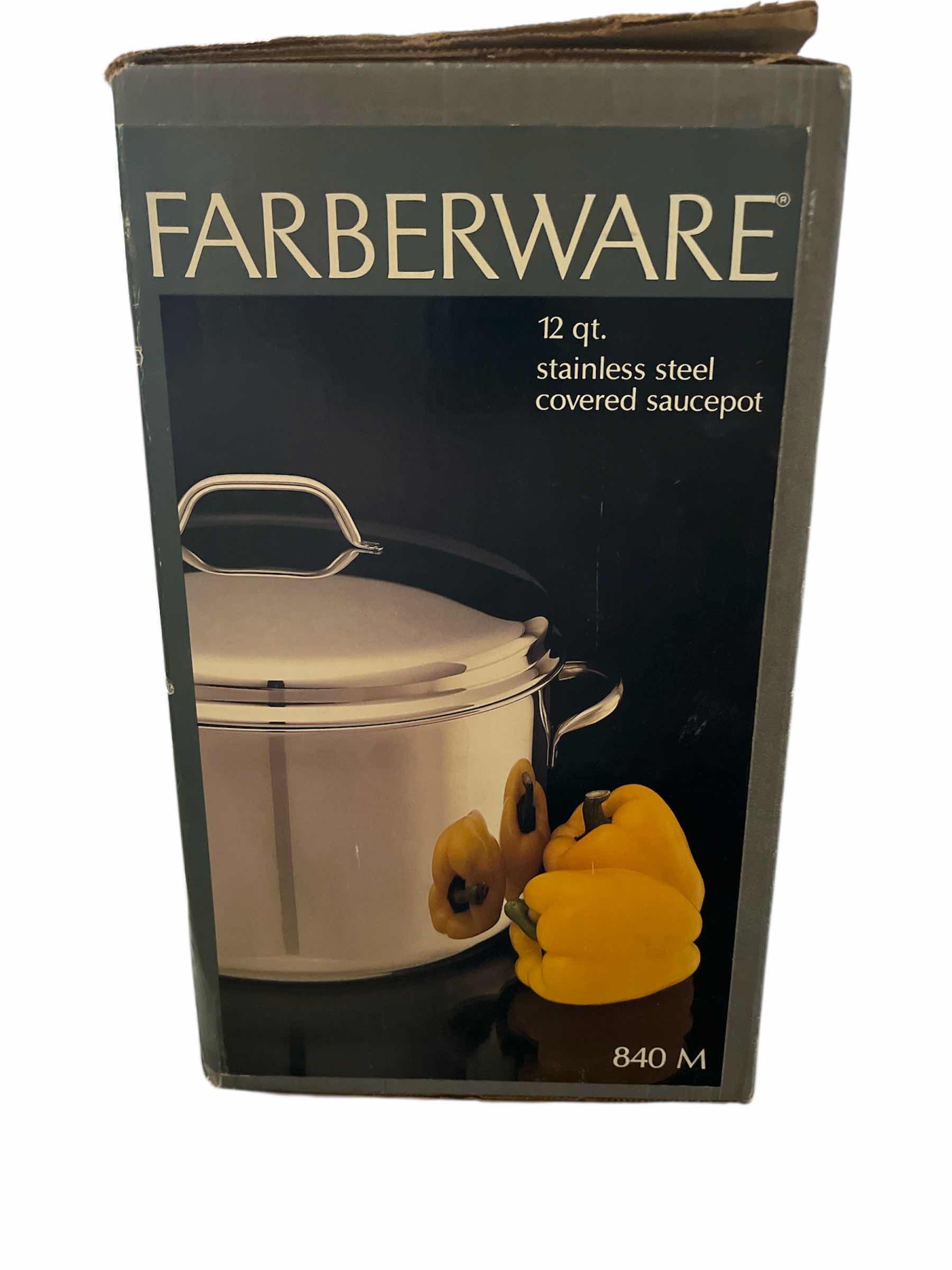 Photo 1 of VINTAGE FARBERWARE 12QT STAINLESS STEEL COVERED SAUCEPOT 840M
