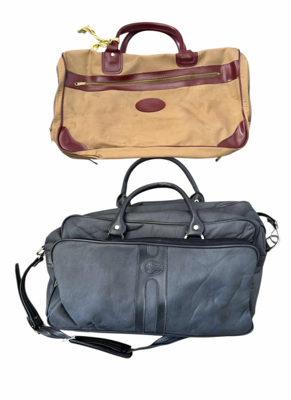 Photo 1 of 2- VINTAGE CARRY ON LUGGAGE, BLUE MIK FLYER AND YKK TAN/RED 18” X 13”.