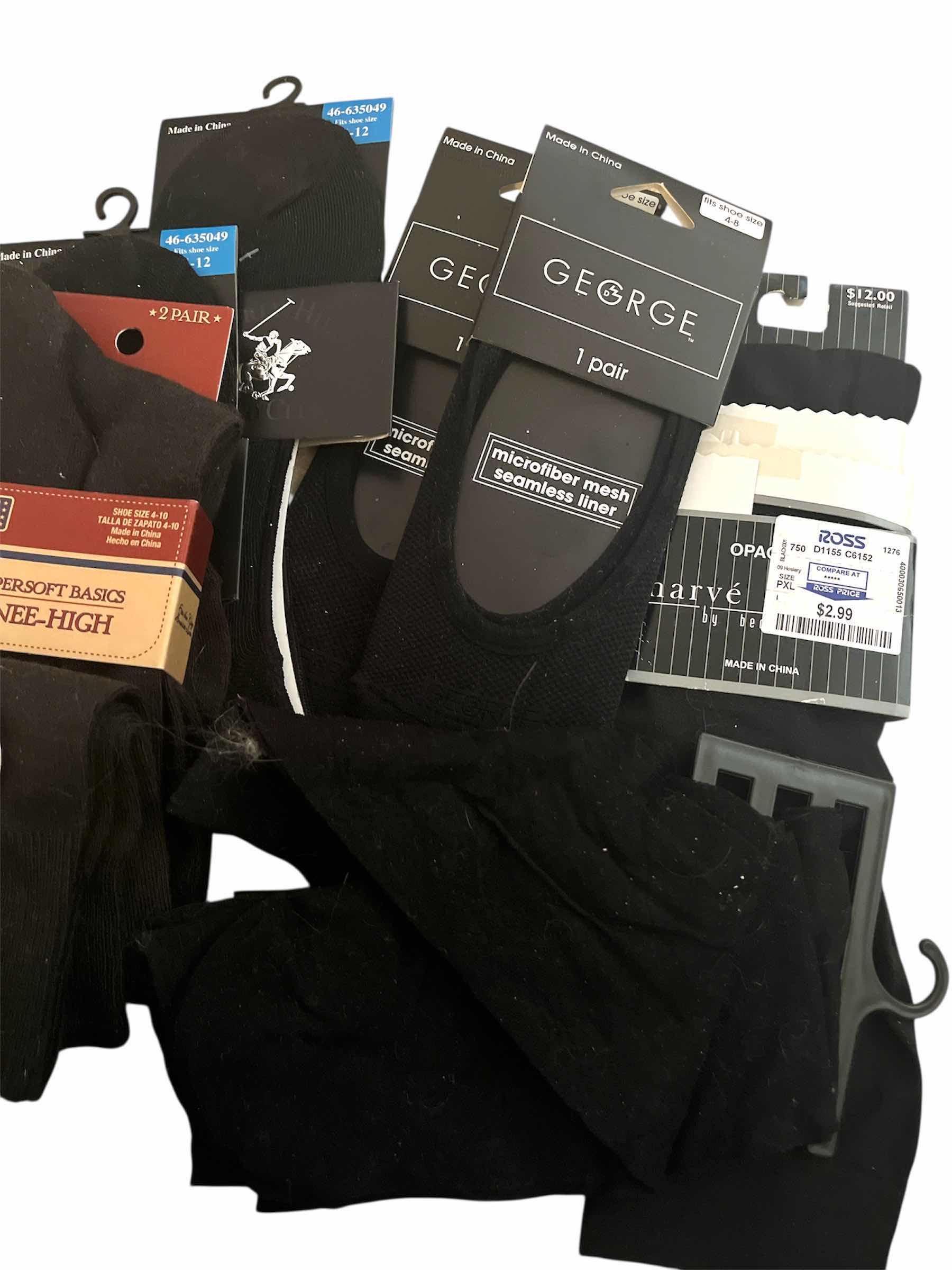 Photo 1 of WOMENS SIZE 4-14 BLACK SOCKS AND LINERS 8 PIECES