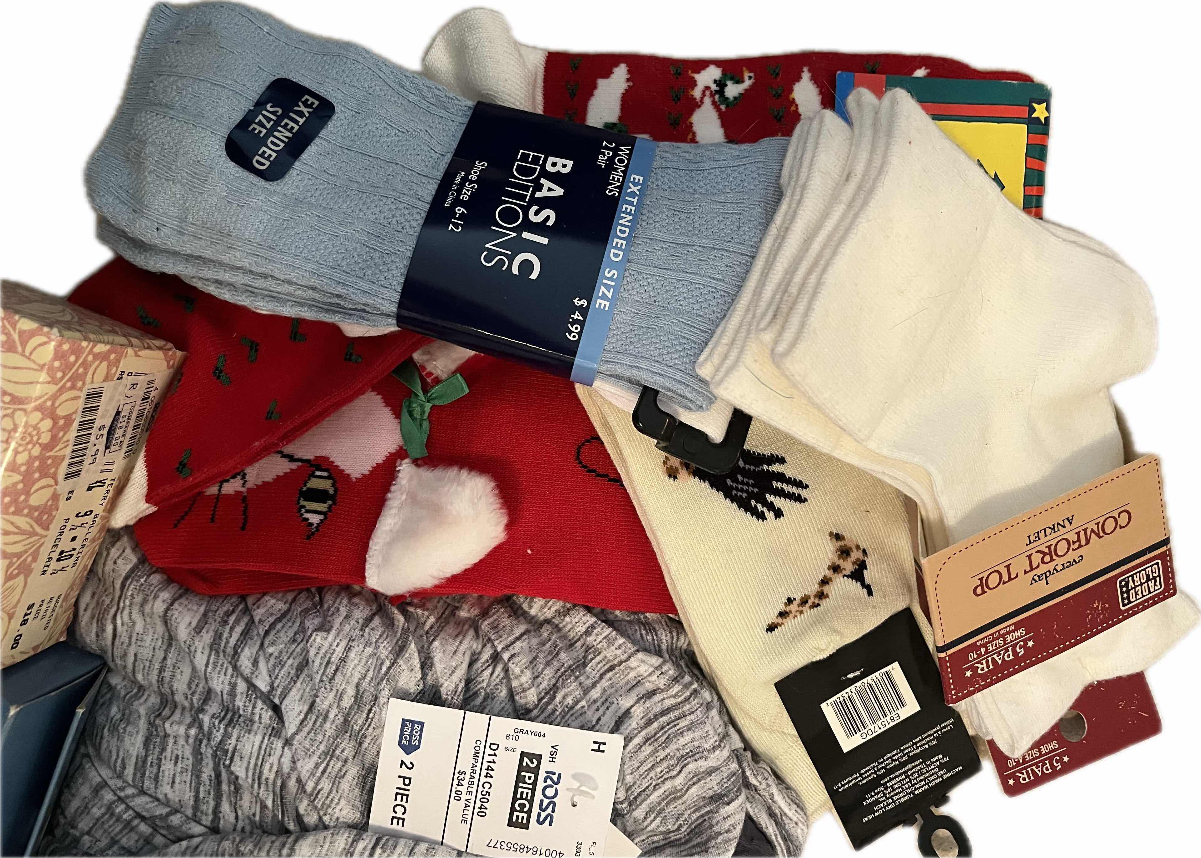 Photo 1 of NEW ASSORTED WOMEN’S WEAR- XL PAJAMAS SOCKS SLIPPERS