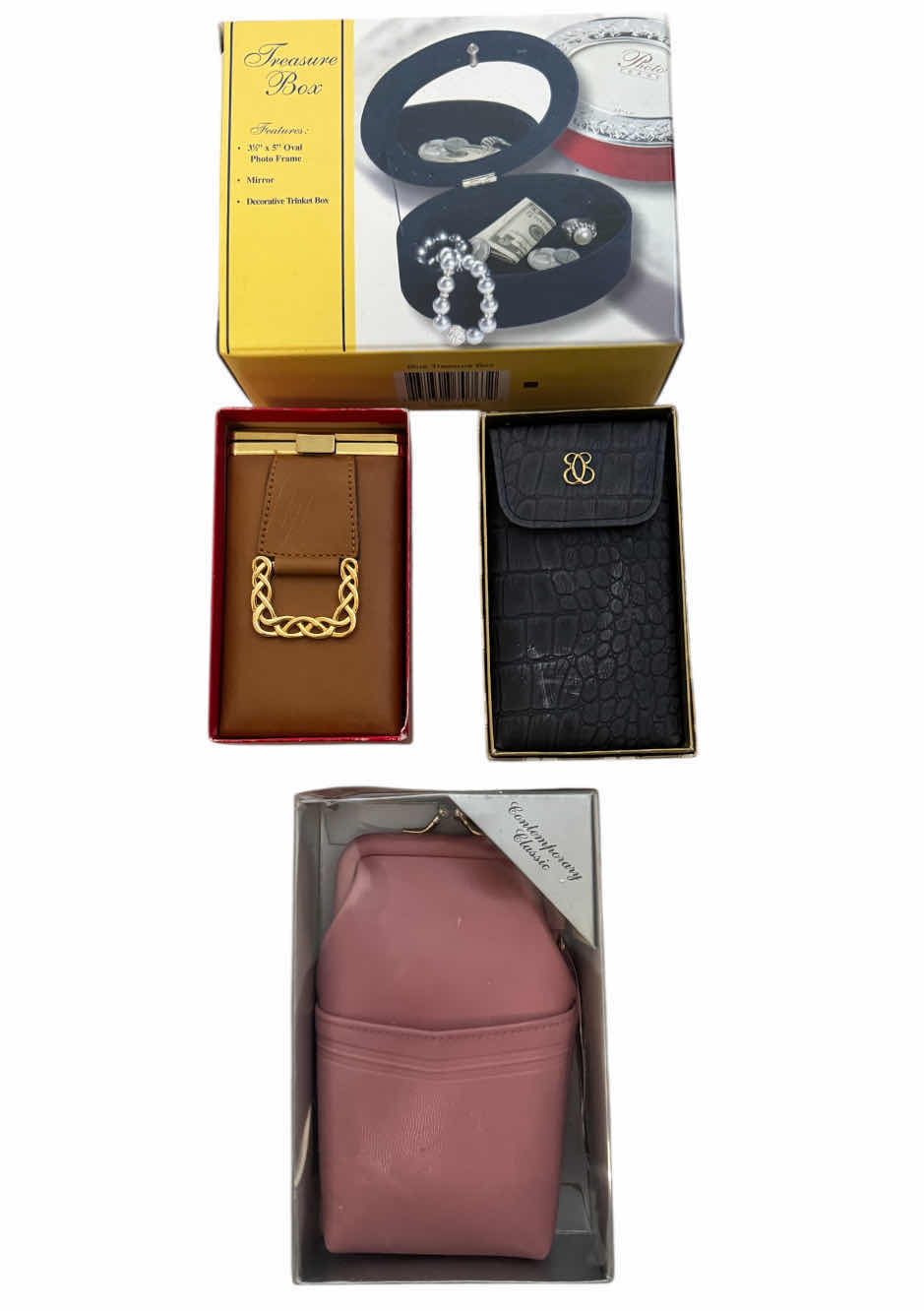 Photo 1 of ASSORTED WOMENS WALLETS AND JEWELRY BOX.