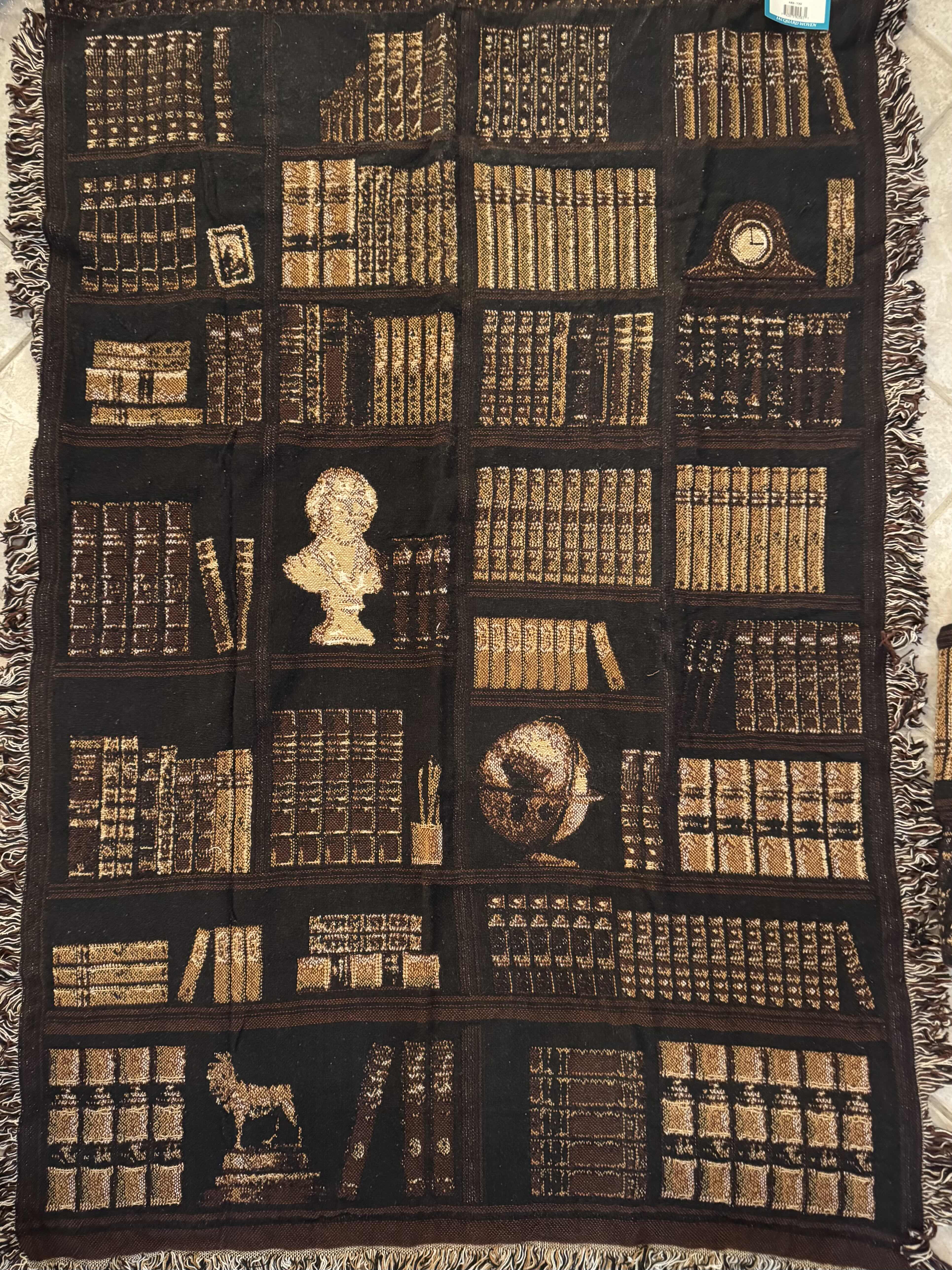 Photo 1 of JACQUARD WOVEN 100% COTTON, CRAFTS WITH PRIDE IN USA, BOOKS AND SHELVES 45" X H87"