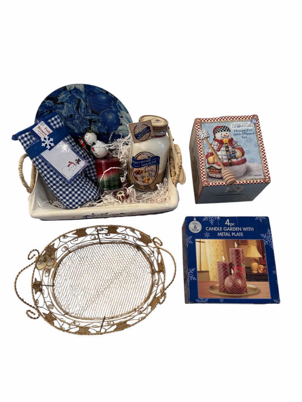 Photo 1 of ASSORTED HOLIDAY DECORATIONS, CHRISTMAS WINTER DECORATION, CANDLE HOLDERS, HOME ESSENTIALS, 4 ITEMS
