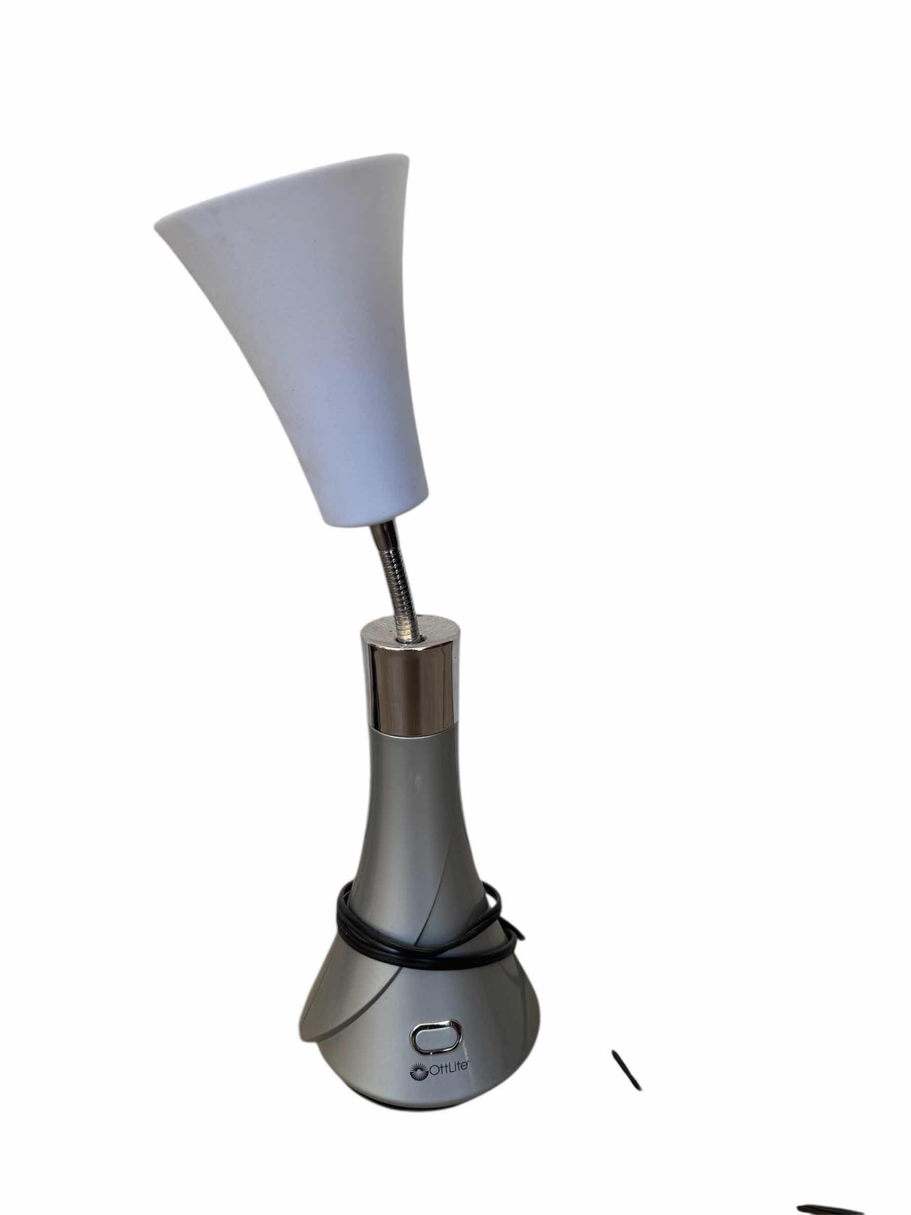 Photo 1 of DESK CRAFT-2 IN 1 MAGNIFIER LAMP, BLACK, AND DESK LAMP, SILVER/GRAY BLACK LAMP H20”. SILVER/GRAY LAMP H18”