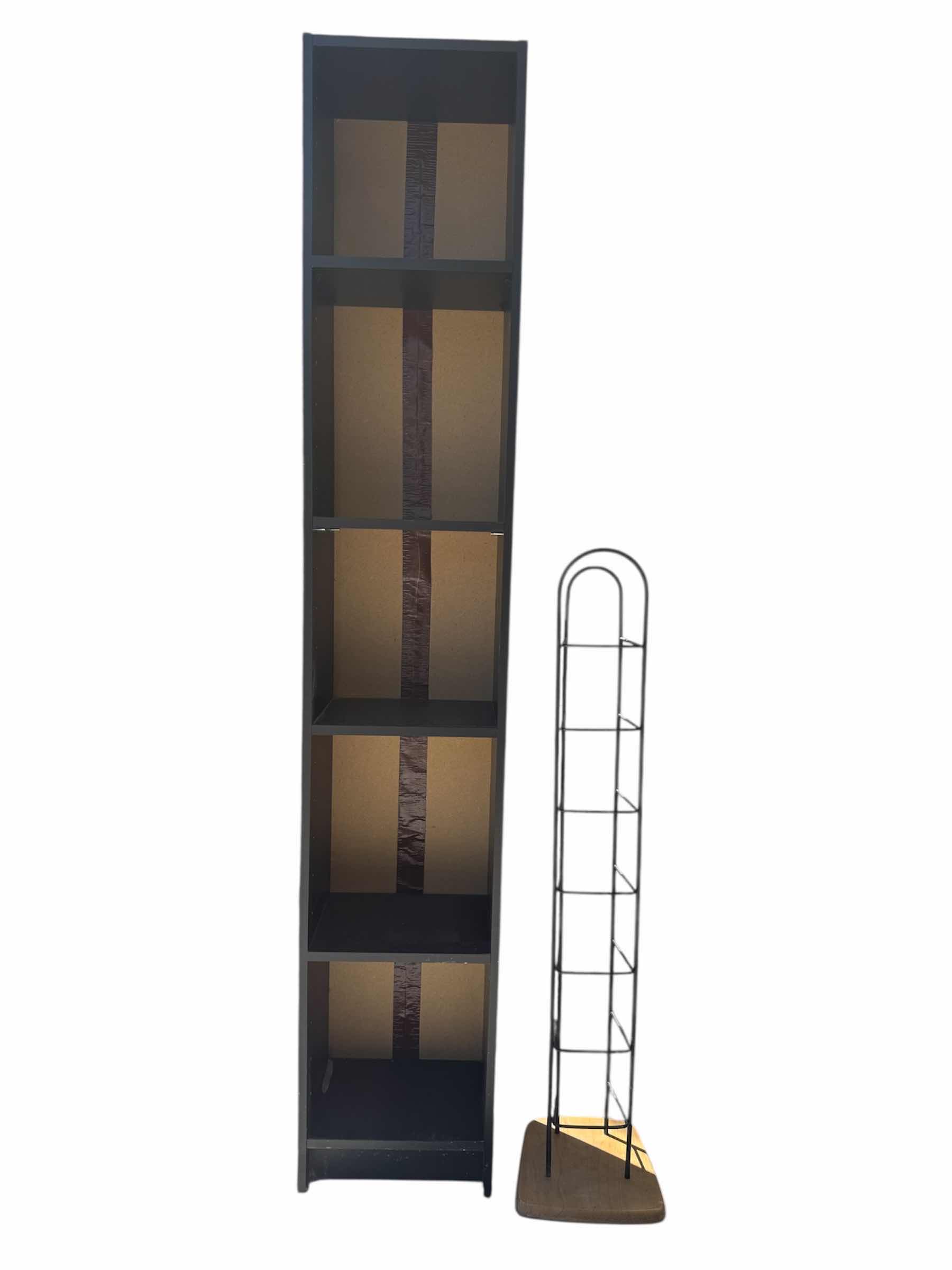 Photo 1 of 5-BOOK SHELVES, CD DVD ORGANIZER SHELVES, BLACK, LARGE SHELF 13” X 10” X H72”