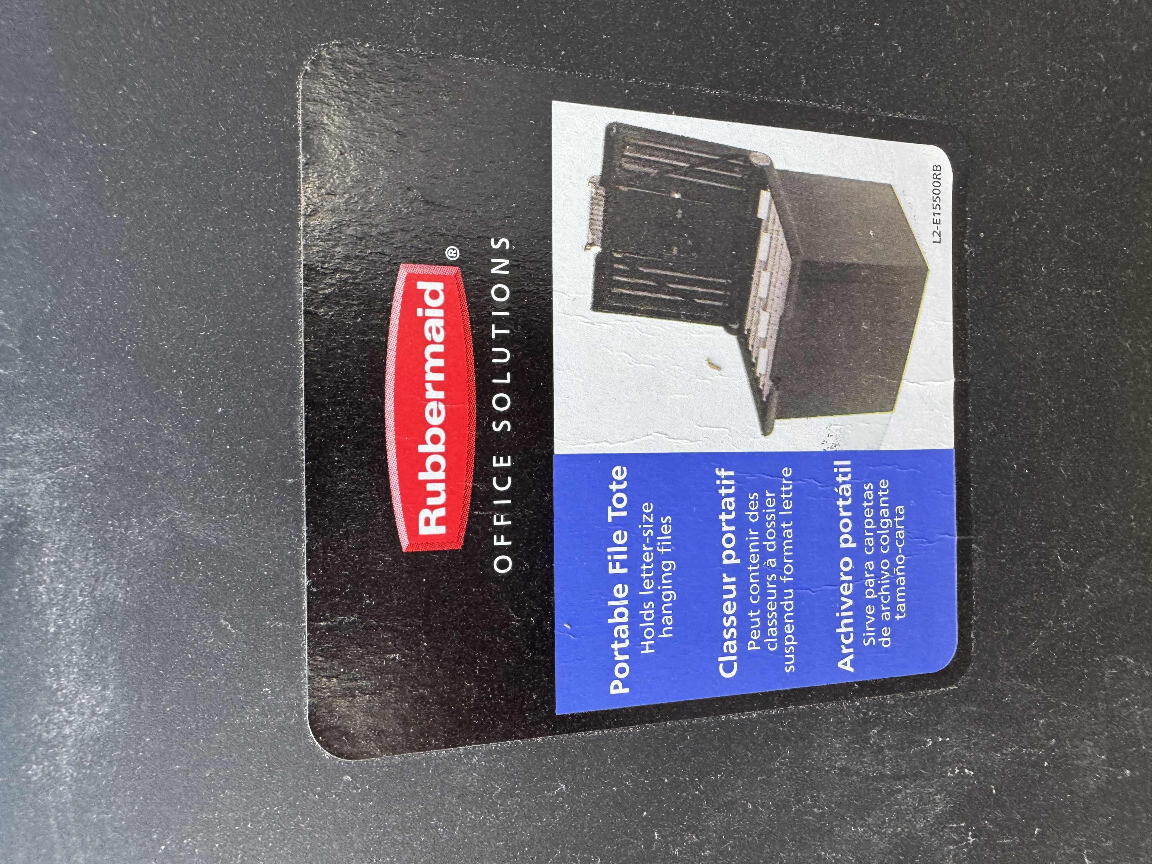 Photo 1 of BLACK METAL 2 DRAWER FILING CABINET AND RUBBERMAID PORTABLE FILE TOTE BLACK FILE CABINET 
14.5” X 18” X H25”