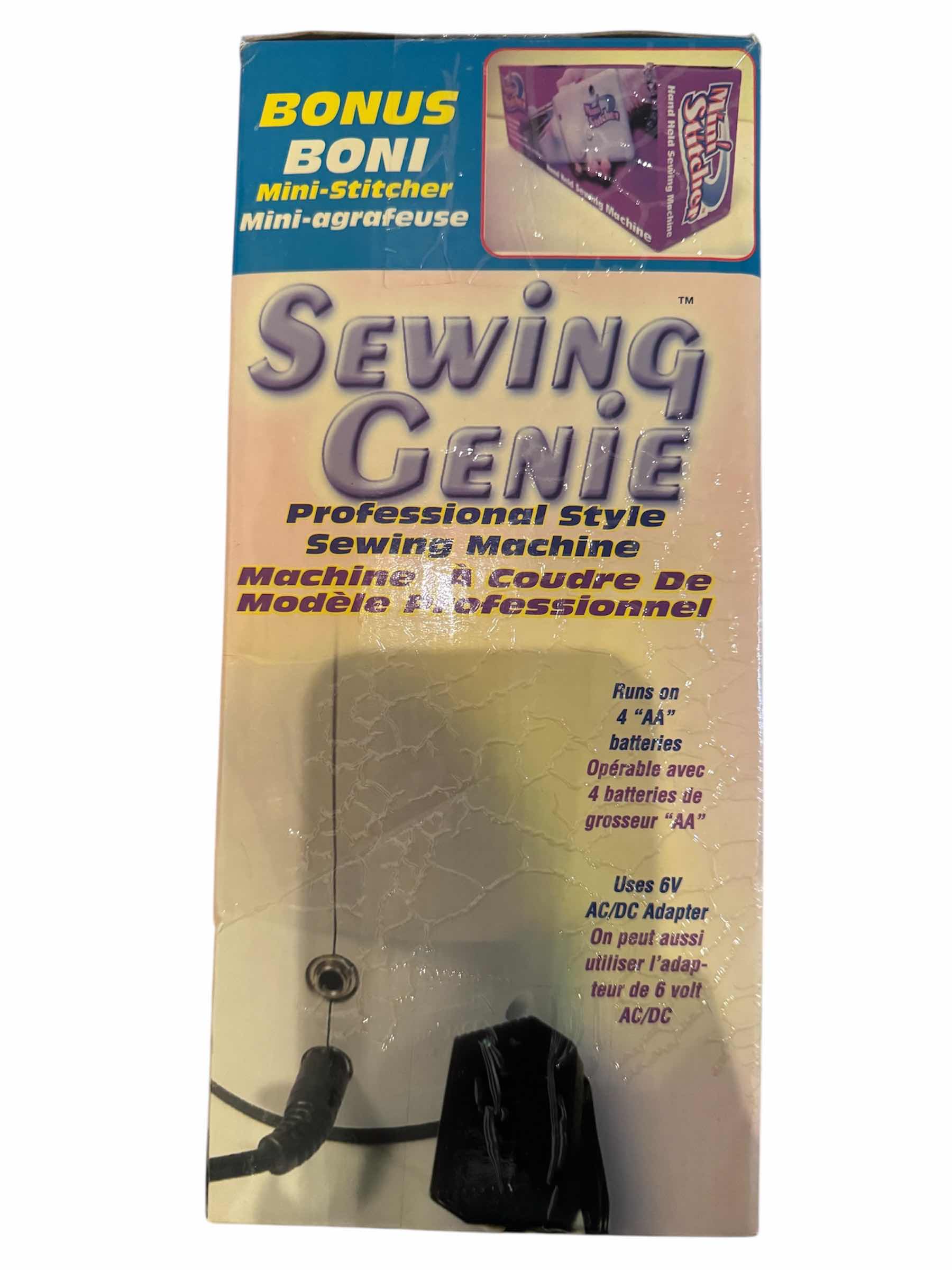 Photo 1 of 35
2- VINTAGE SEWING GENIE AND MINI STITCHER, COMPACT, LIGHTWEIGHT, DOUBLE STITCH, DOUBLE POINT 

BOX DIMENSIONS 
9” X 12”