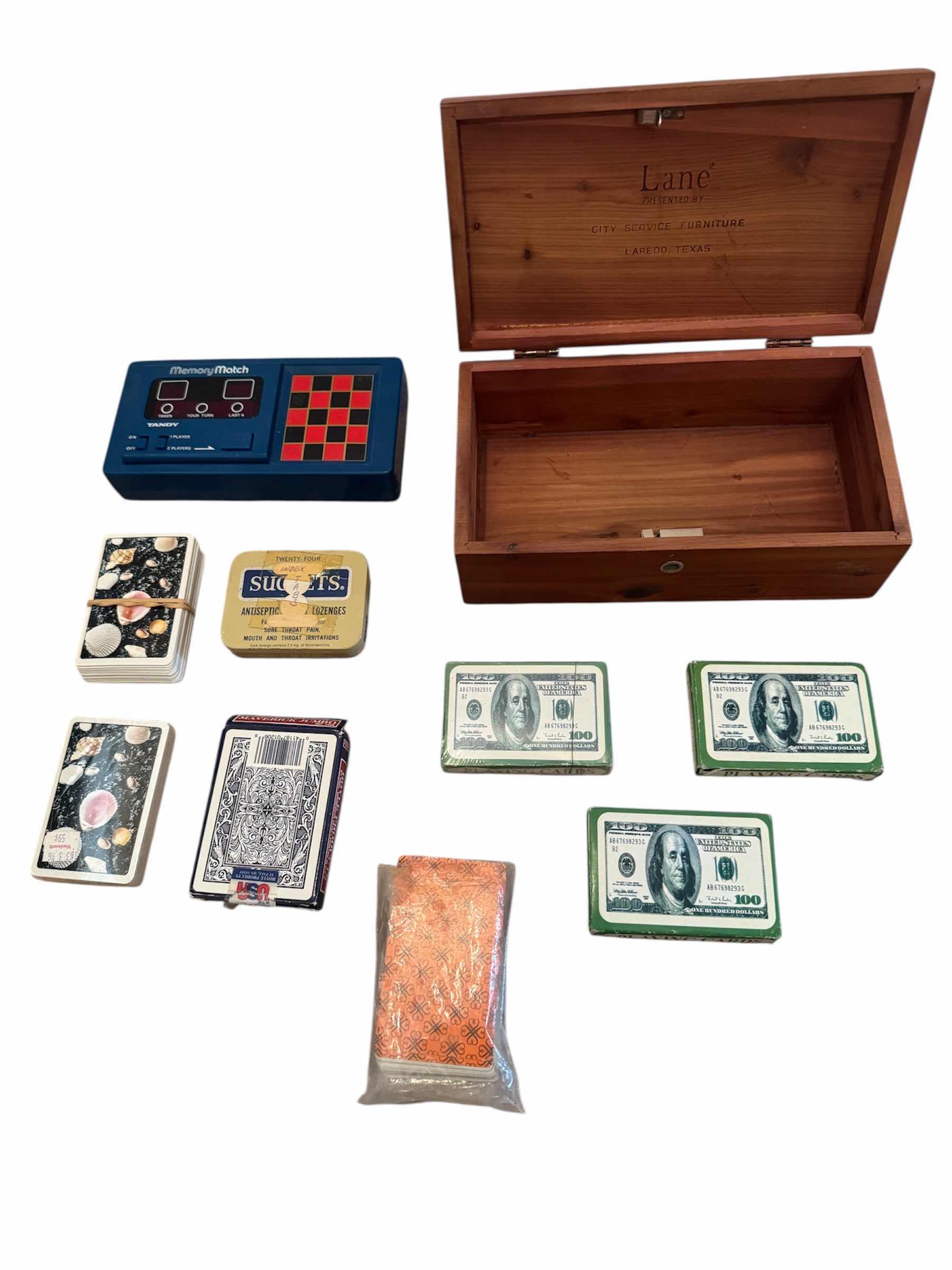 Photo 1 of 62
VINTAGE ASSORTED PLAYING CARD, VARIES DECKS AND WOODEN STORAGE BOX 

H4” AND SMALLER