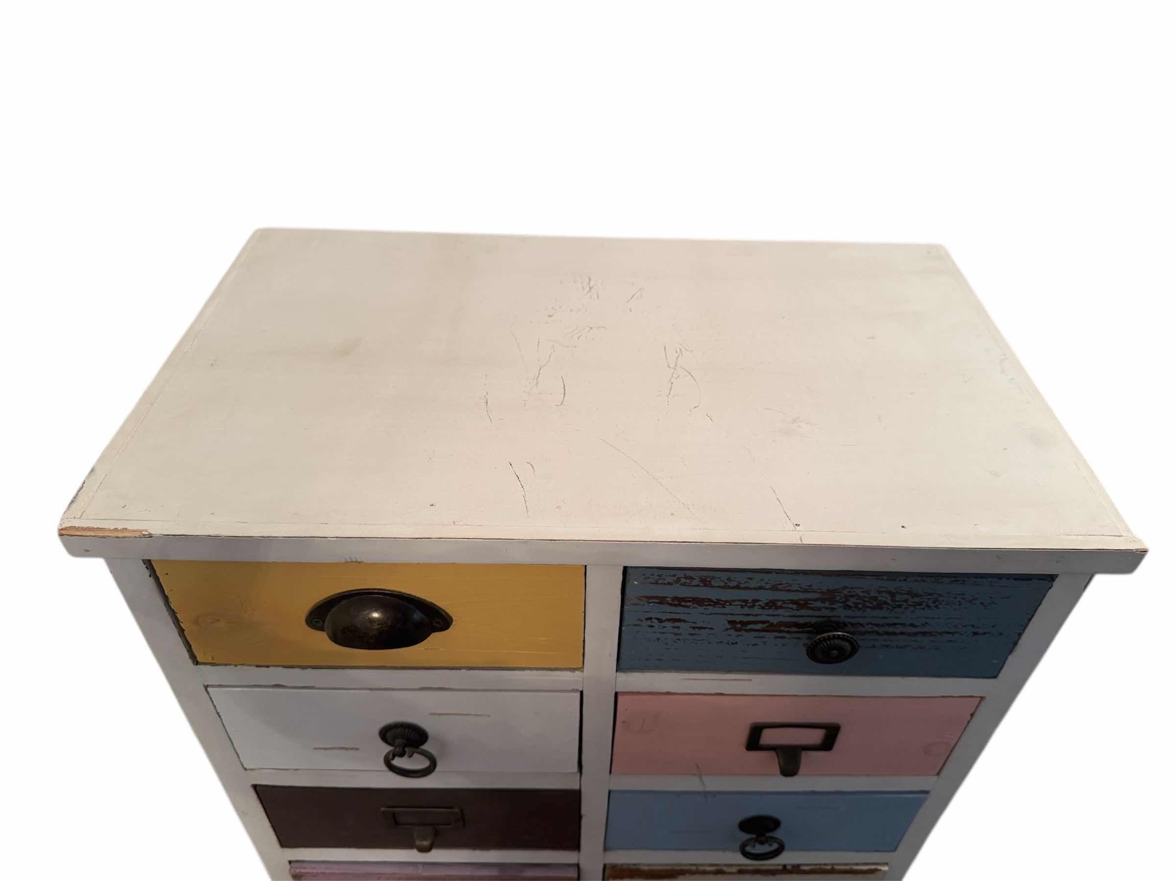 Photo 1 of 44
VINTAGE WOODEN WHITE/MULTICOLOR CHEST OF DRAWERS, STORAGE, CRAFTING STORAGE, HOME ESSENTIALS, HOME FURNITURE 

13” X 22” X H51.5”
