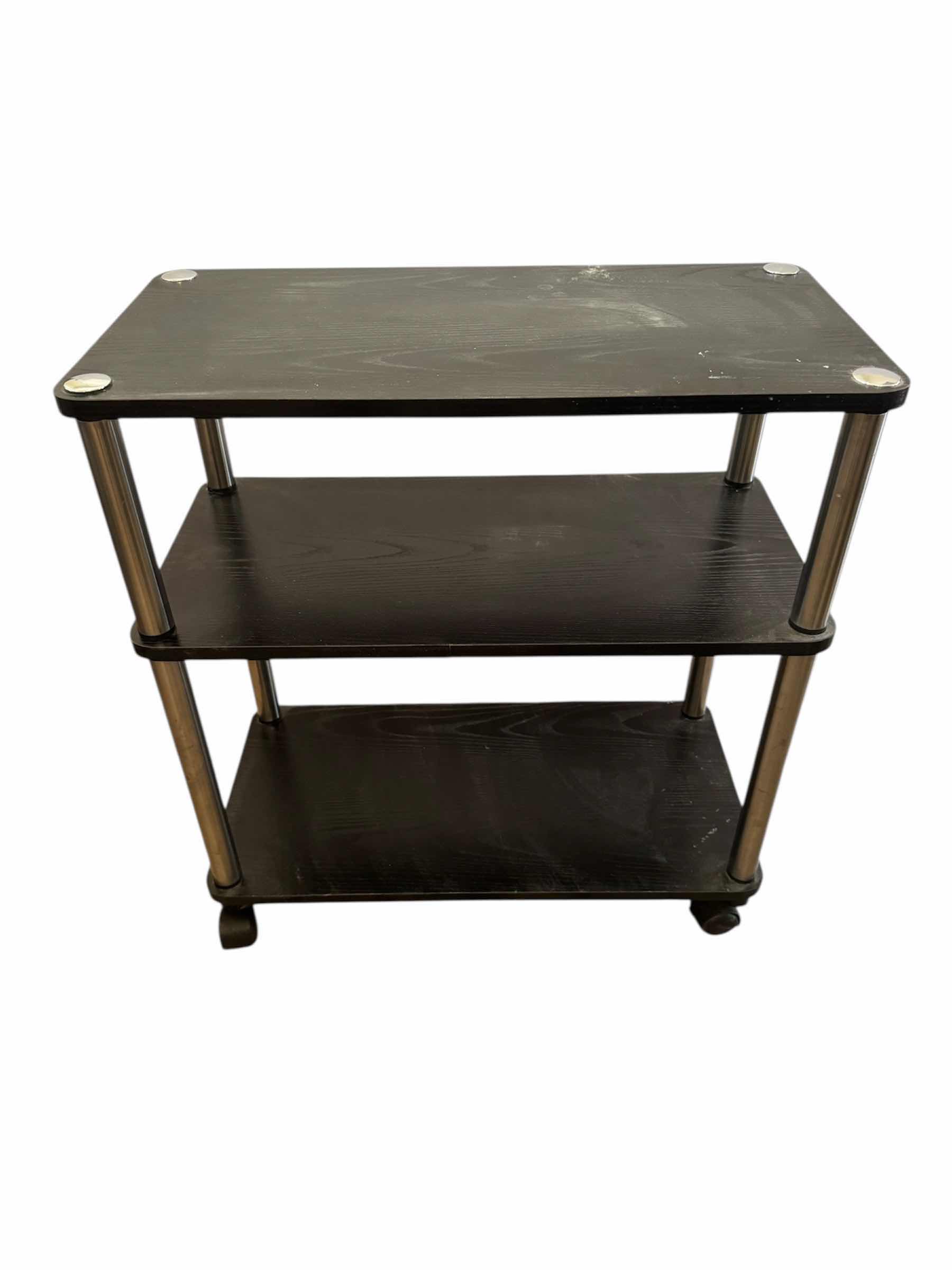 Photo 1 of 45
2- BLACK WOODEN ROLLING 3-TIER SHELF, HOME ESSENTIALS, HOME FURNITURE

12” X 24” X H25”
