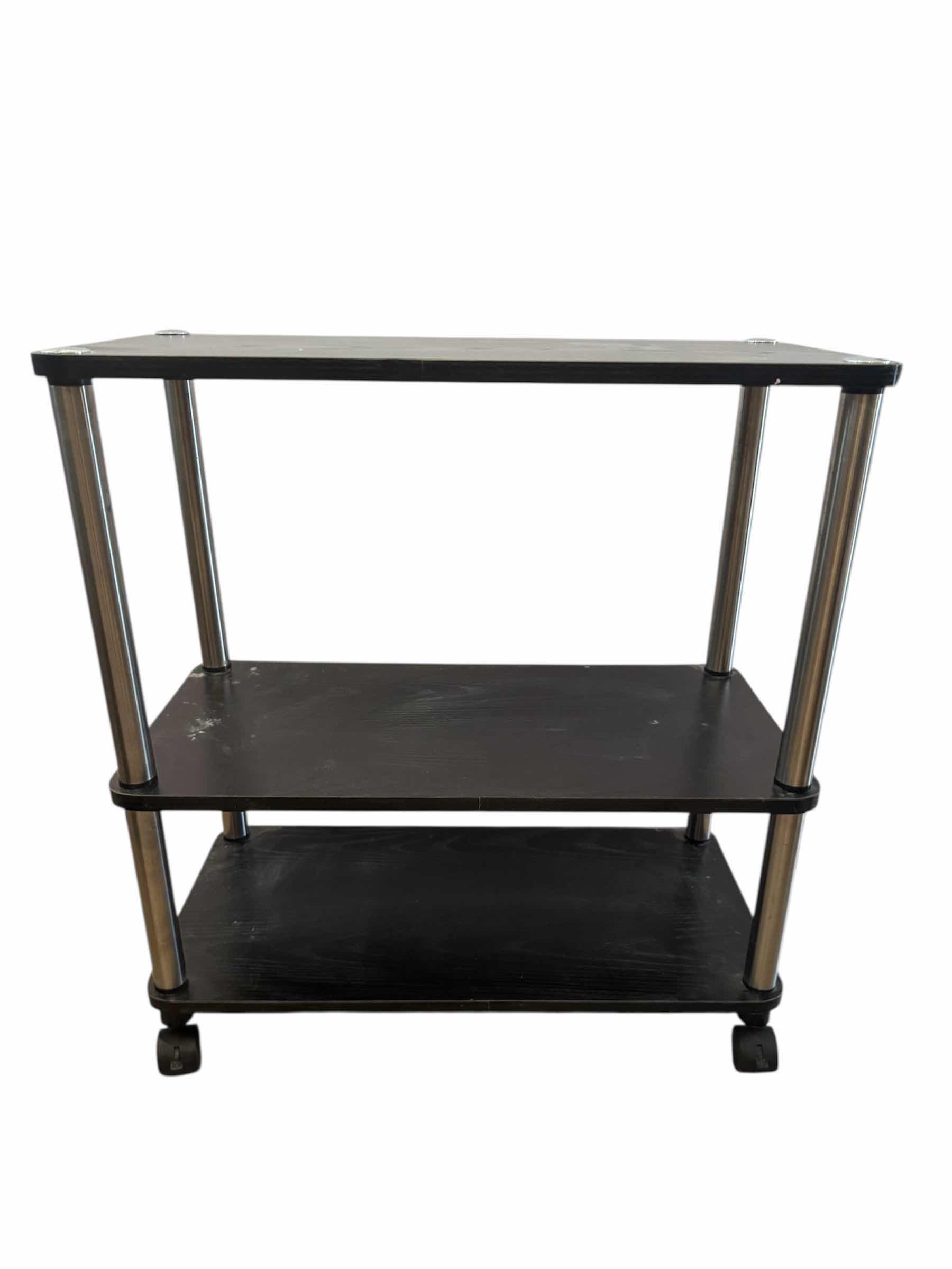 Photo 1 of 45
2- BLACK WOODEN ROLLING 3-TIER SHELF, HOME ESSENTIALS, HOME FURNITURE

12” X 24” X H25”