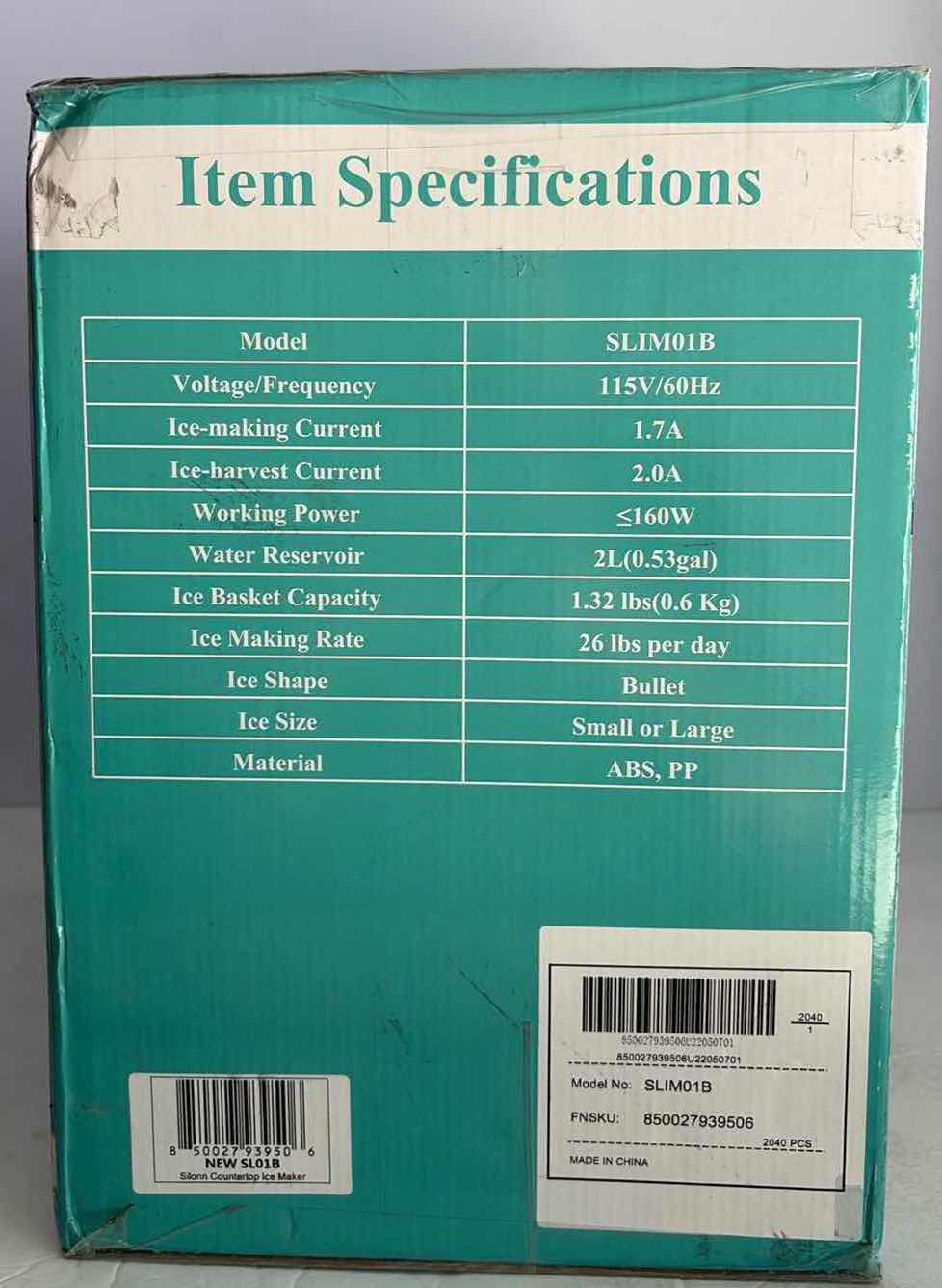 Photo 1 of BRAND NEW IN BOX SILONN PORTABLE ICE MAKER 10”X12”H RETAIL VALUE $80