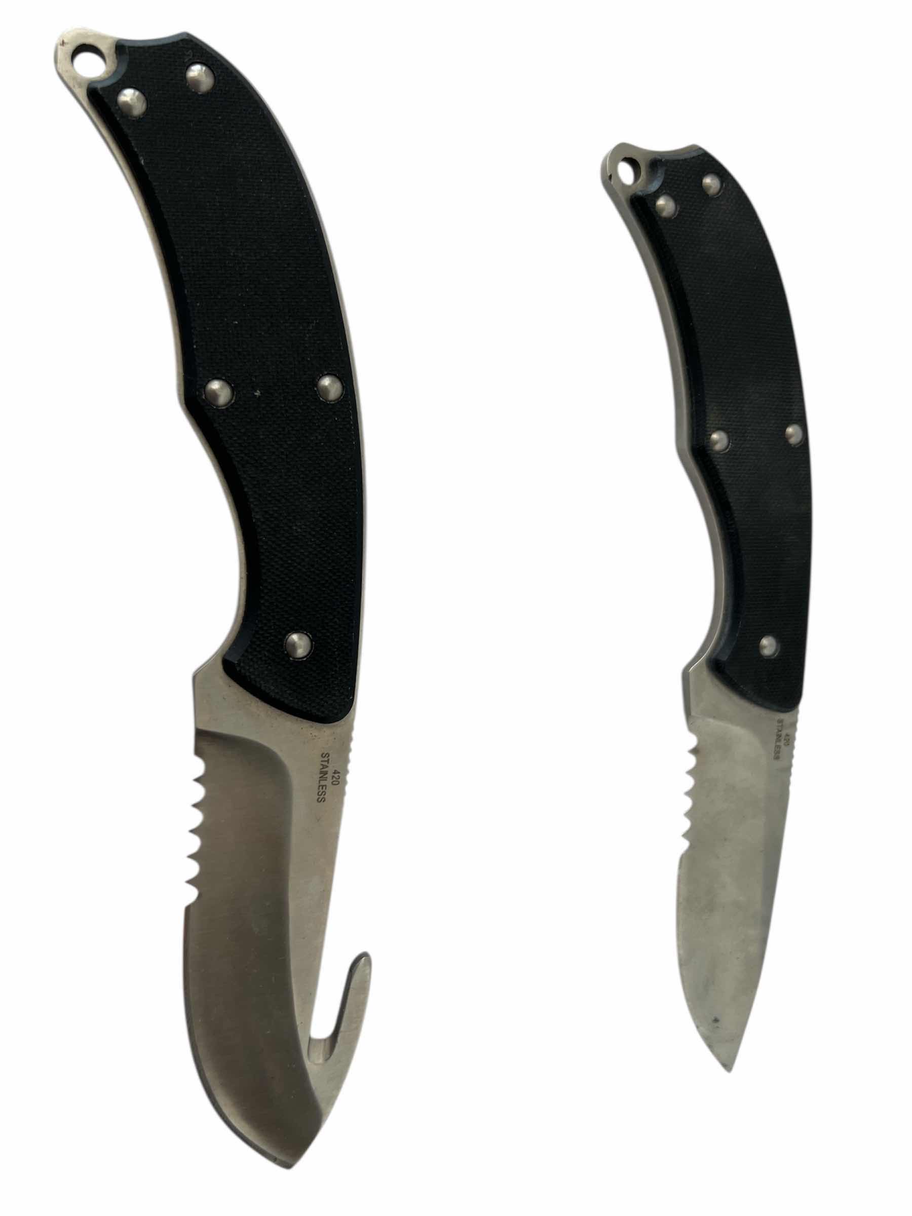 Photo 1 of UTICA CRUSH LEAN AND MEAN COMBI FIXED BLADE KNIFE SET 7.75” FIXED WITH A 3.38 DROP POINT $100