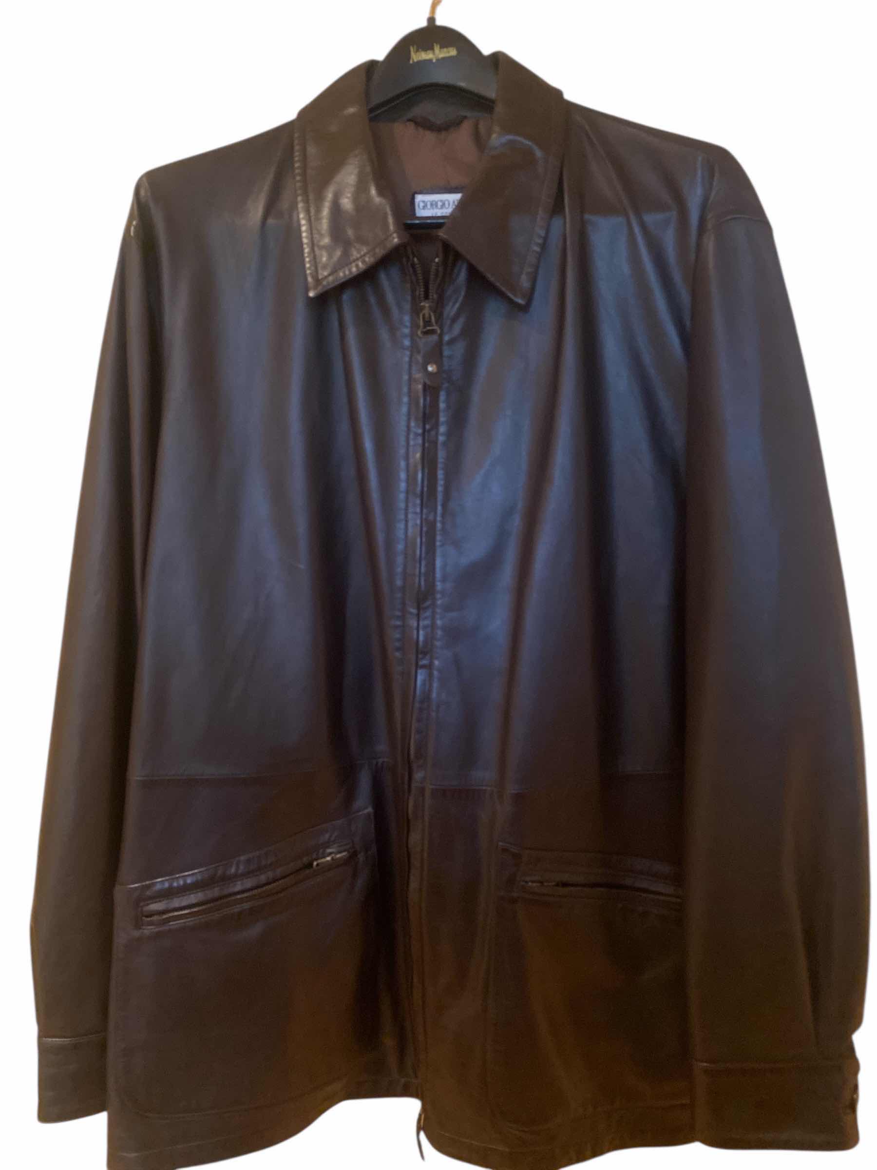 Photo 1 of GEORGIO ARMANI LEATHER JACKET MADE IN ITALY MENS SIZE 46