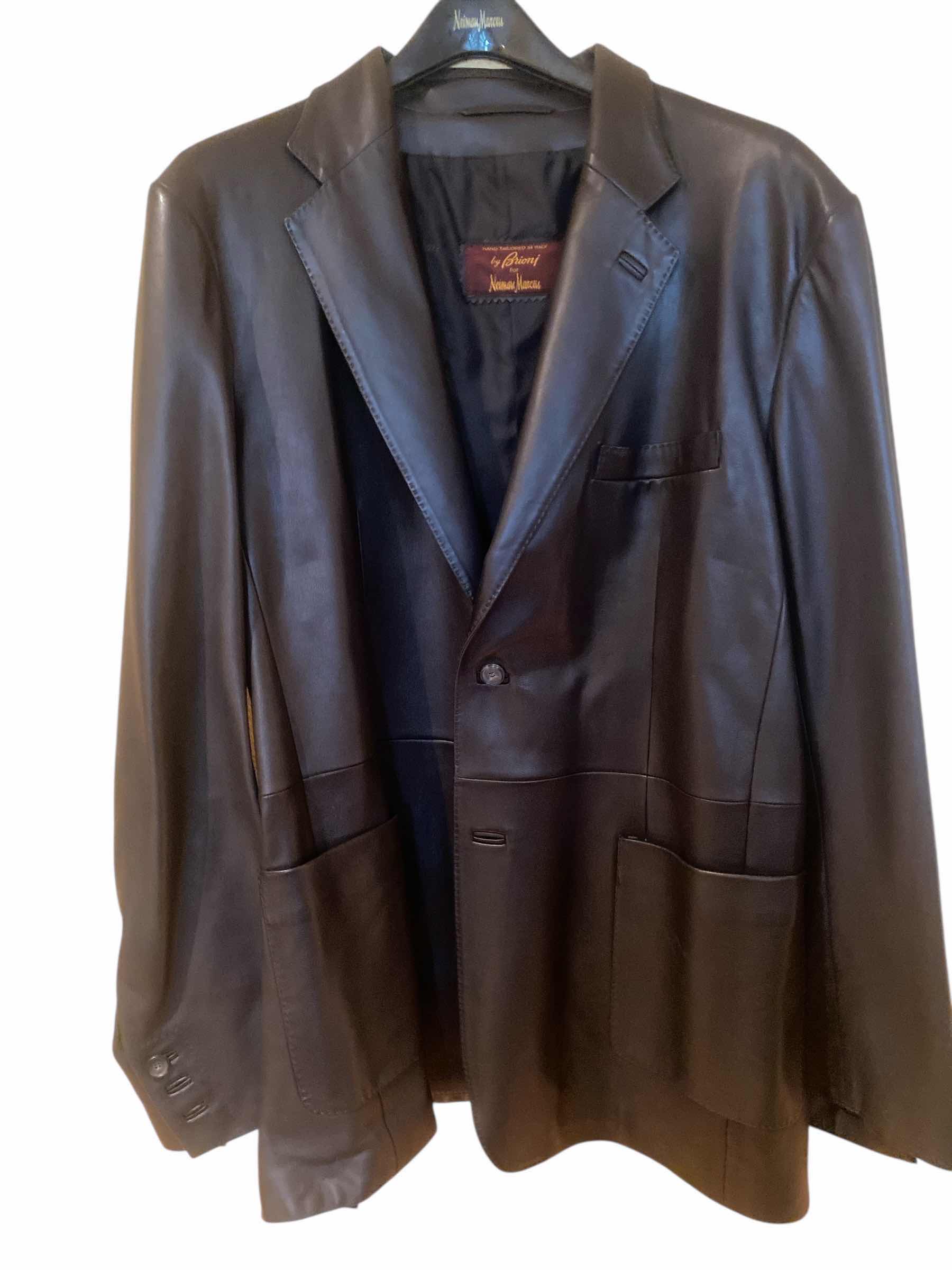 Photo 1 of BRIONI HAND TAILORED LEATHER JACKET MADE IN ITALY MENS SIZE 56