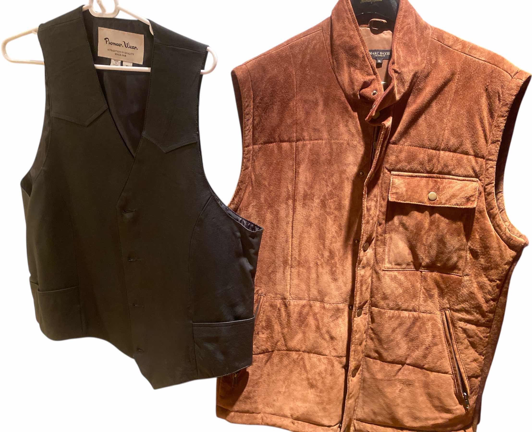Photo 1 of 2 - PIONEER WEAR & MARC BAXIS LEATHER VESTS MENS SIZE X LARGE