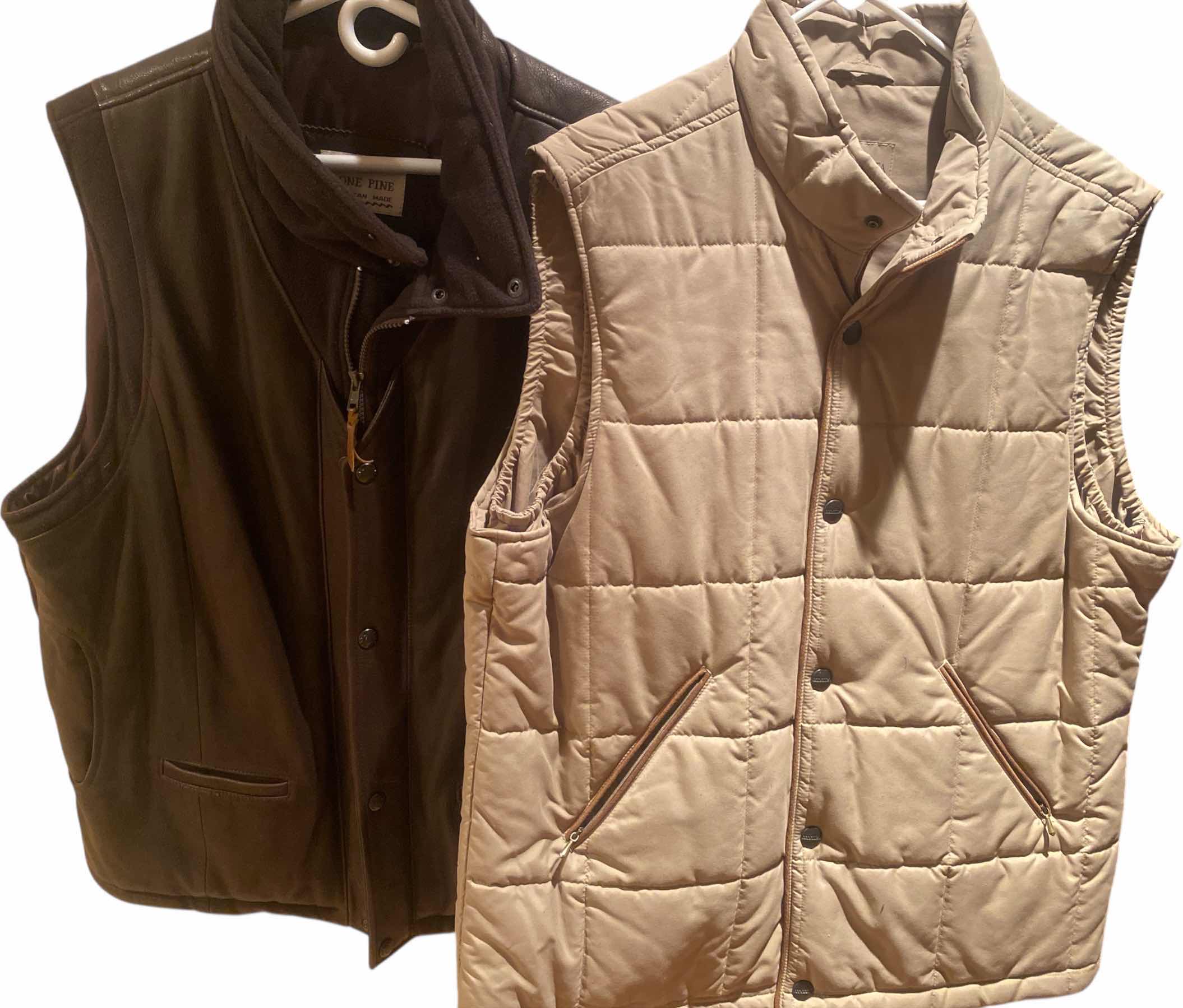 Photo 1 of 2 - LINE PINE LEATHER FRONT VEST & BERETTA FABRIC VEST MENS SIZE 44 & 46