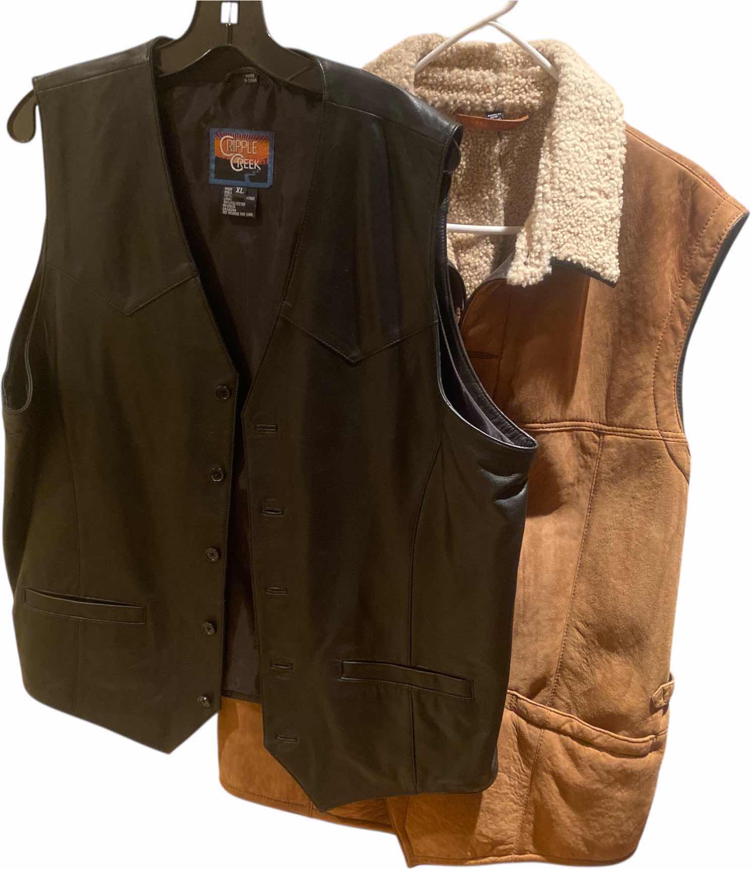 Photo 1 of 2 - ROBERT TALBOTT SHEARLING & CRIPPLE CREEK LEATHER VEST MENS SIZE XLARGE