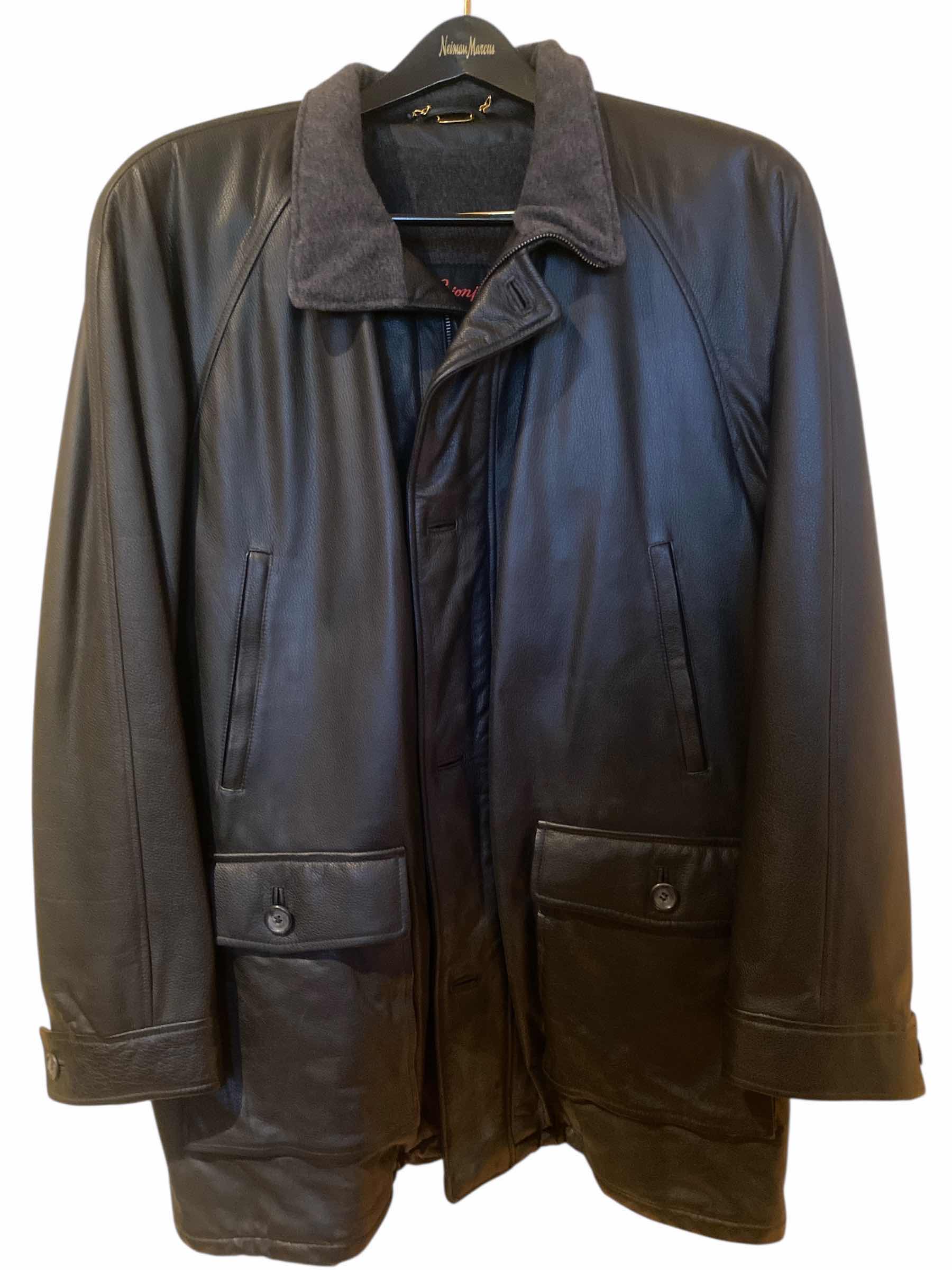 Photo 1 of BRIONI LEATHER JACKET WITH WOOL LINING MADE IN ITALY MENS EST SIZE XL