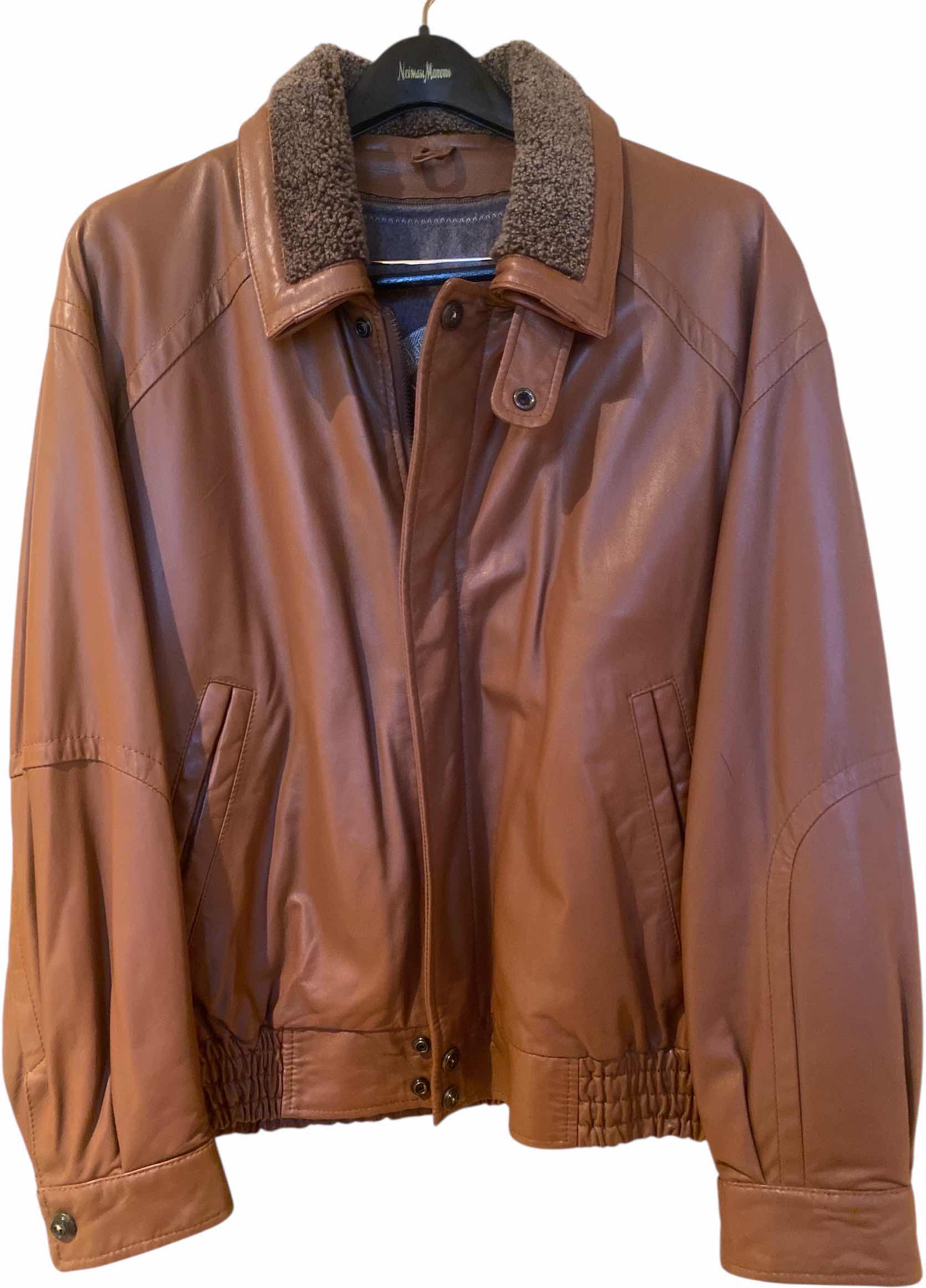 Photo 1 of MARCO PIERGUIDI LEATHER BOMBER JACKET WITH ZIP OUT WOOL VEST BOMBER JACKET MENS SIZE 52