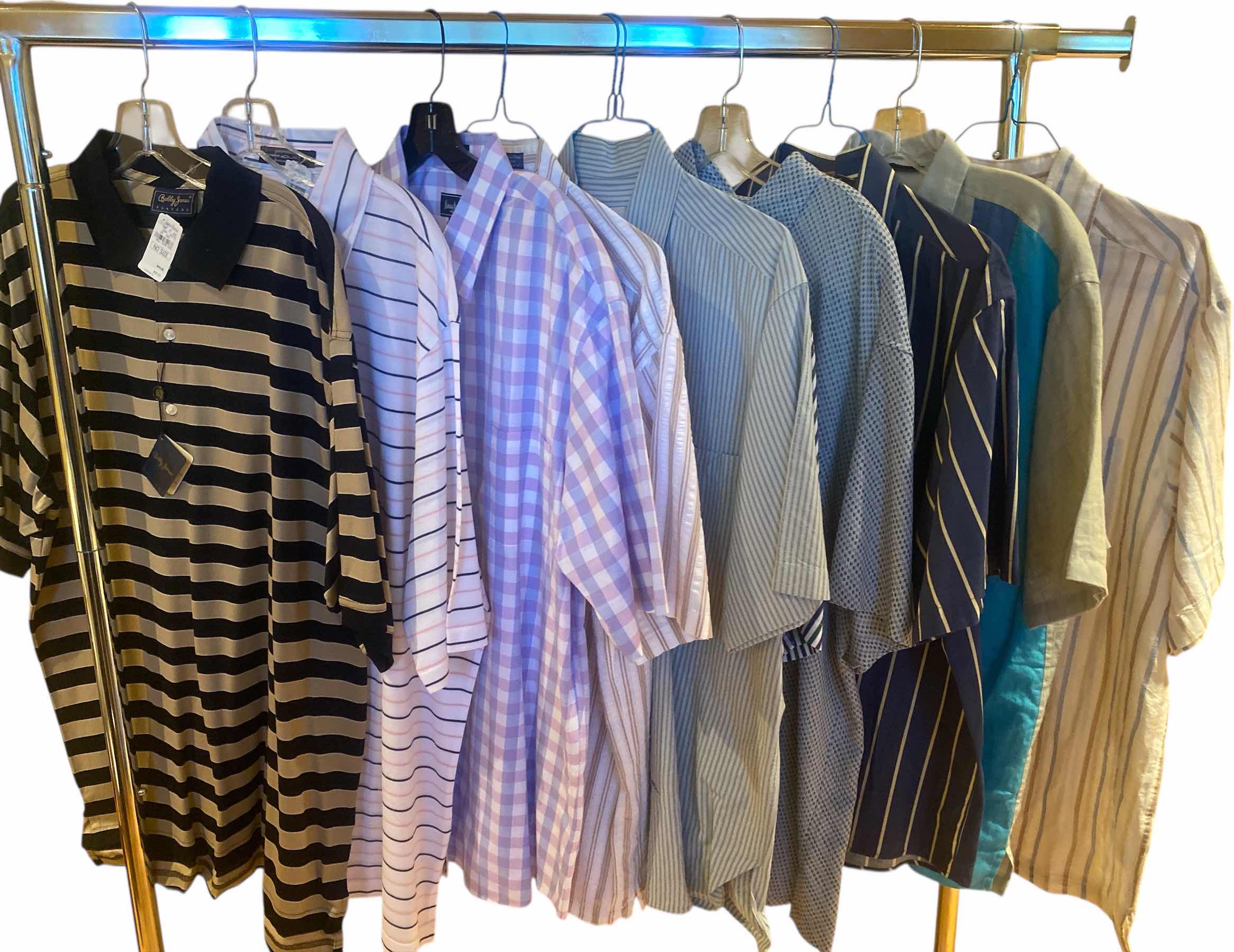 Photo 1 of 9 - DESIGNER 2 GOLF SHIRTS & 9 SHORT SLEEVE BUTTON DOWN SHIRTS MENS SIZE X LARGE (SOME WITH TAGS)