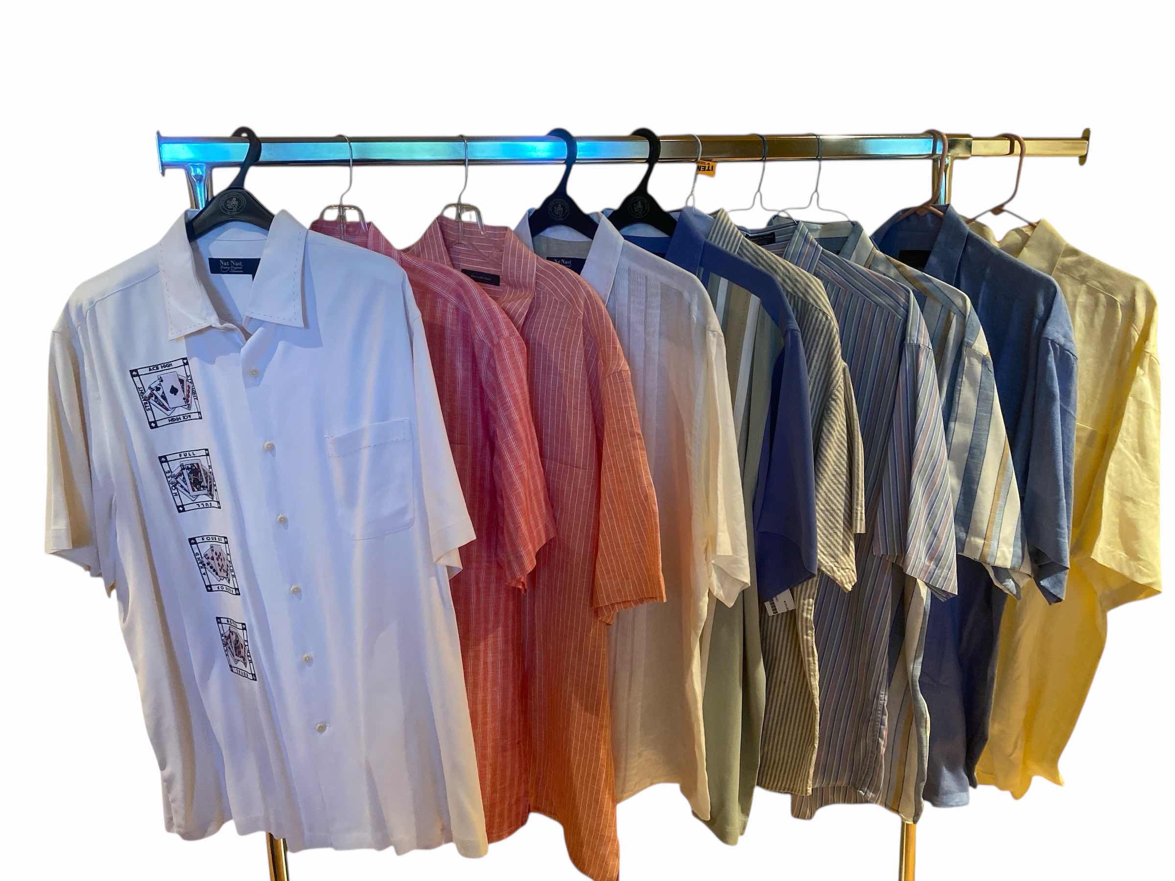 Photo 1 of 10- DESIGNER SHORT SLEEVE DRESS SHIRTS SIZE 17, 17 1/2 & X LARGE (SOME WITH TAGS)