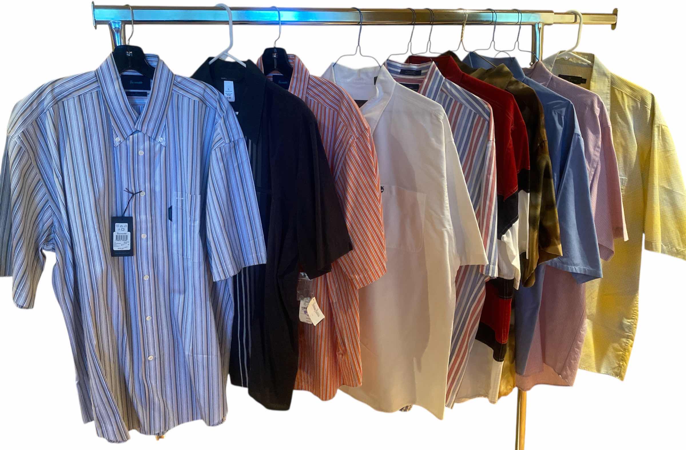 Photo 1 of 10- DESIGNER SHORT SLEEVE DRESS SHIRTS SIZE 17, 17 1/2 & X LARGE (SOME WITH TAGS)