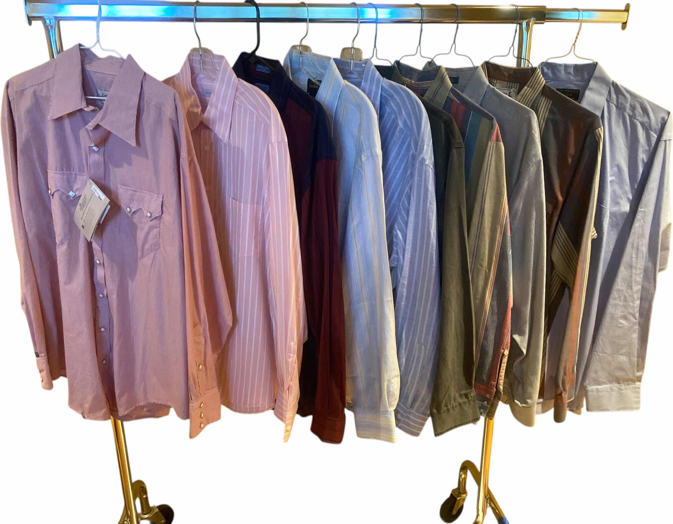 Photo 1 of 10- DESIGNER SHORT SLEEVE DRESS SHIRTS SIZE 17, 17 1/2 & X LARGE (SOME WITH TAGS)