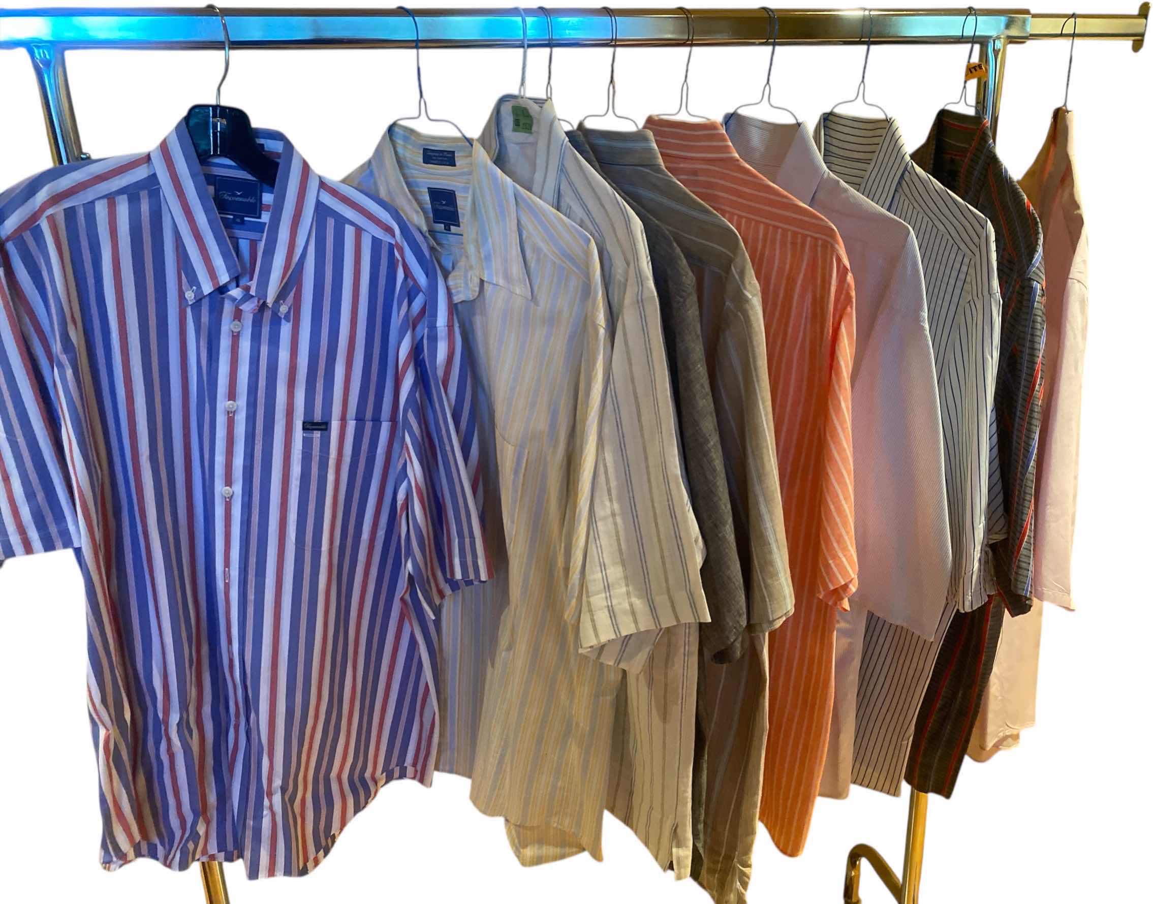 Photo 1 of 10- DESIGNER SHORT SLEEVE DRESS SHIRTS SIZE 17, 17 1/2 & X LARGE (ONE WITH TAGS)