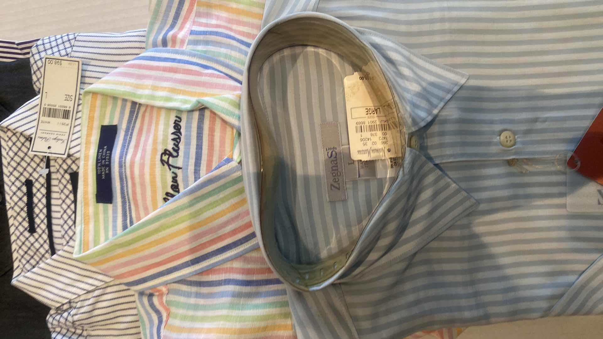 Photo 1 of 10 - DESIGNER LONG SLEEVE BUTTON DOWN MEN’S SHIRTS SIZE L (MOST ARE NEW)