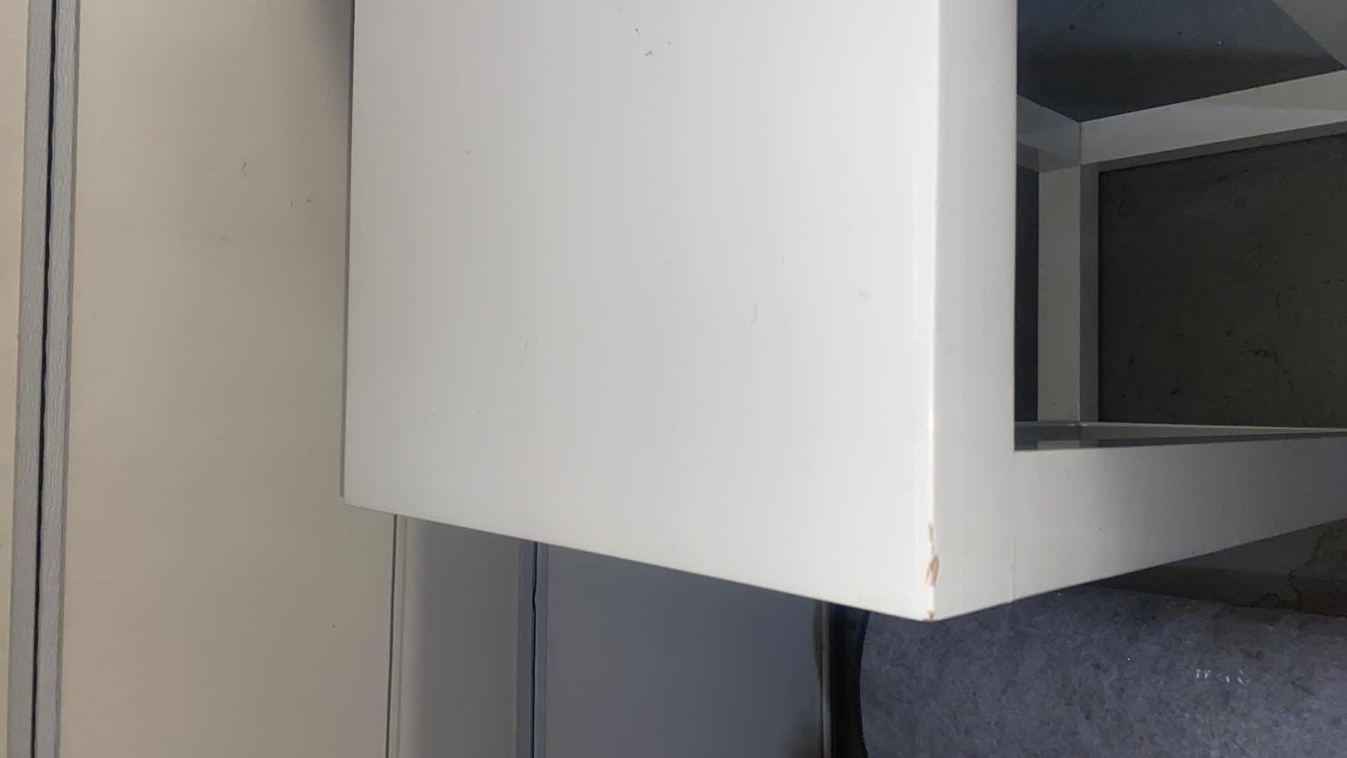 Photo 1 of WHITE WOOD W/LACQUER PLINTH DISPLAY STAND/PEDESTAL FROM WYNN LAS VEGAS 15 3/4“ X 36 1/2“ (2 available each sold separately)