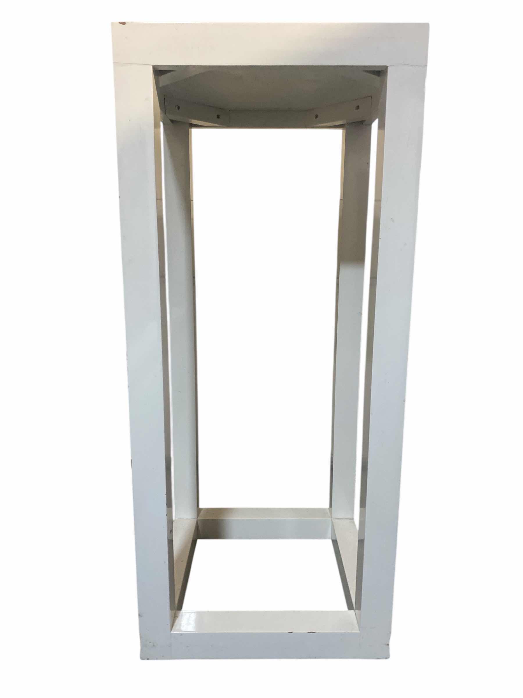 Photo 1 of WHITE WOOD W/LACQUER PLINTH DISPLAY STAND/PEDESTAL FROM WYNN LAS VEGAS 15 3/4“ X 36 1/2“ (2 available each sold separately)