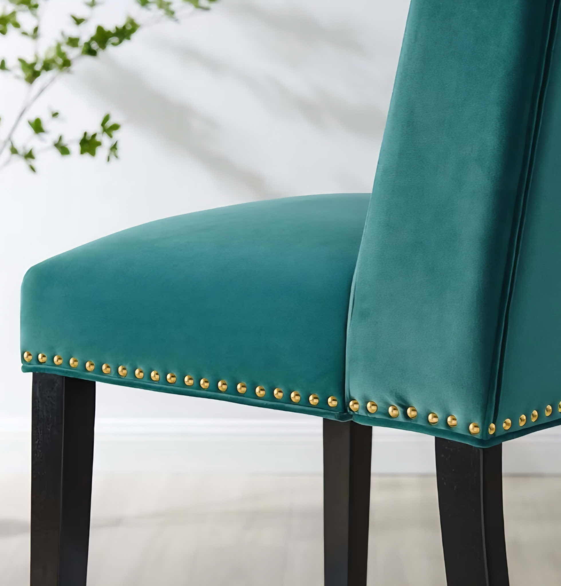 Photo 1 of NEW PAIR OF MODWAY PERFORMANCE VELVET TEAL DINING CHAIRS WITH SILVER TRIM