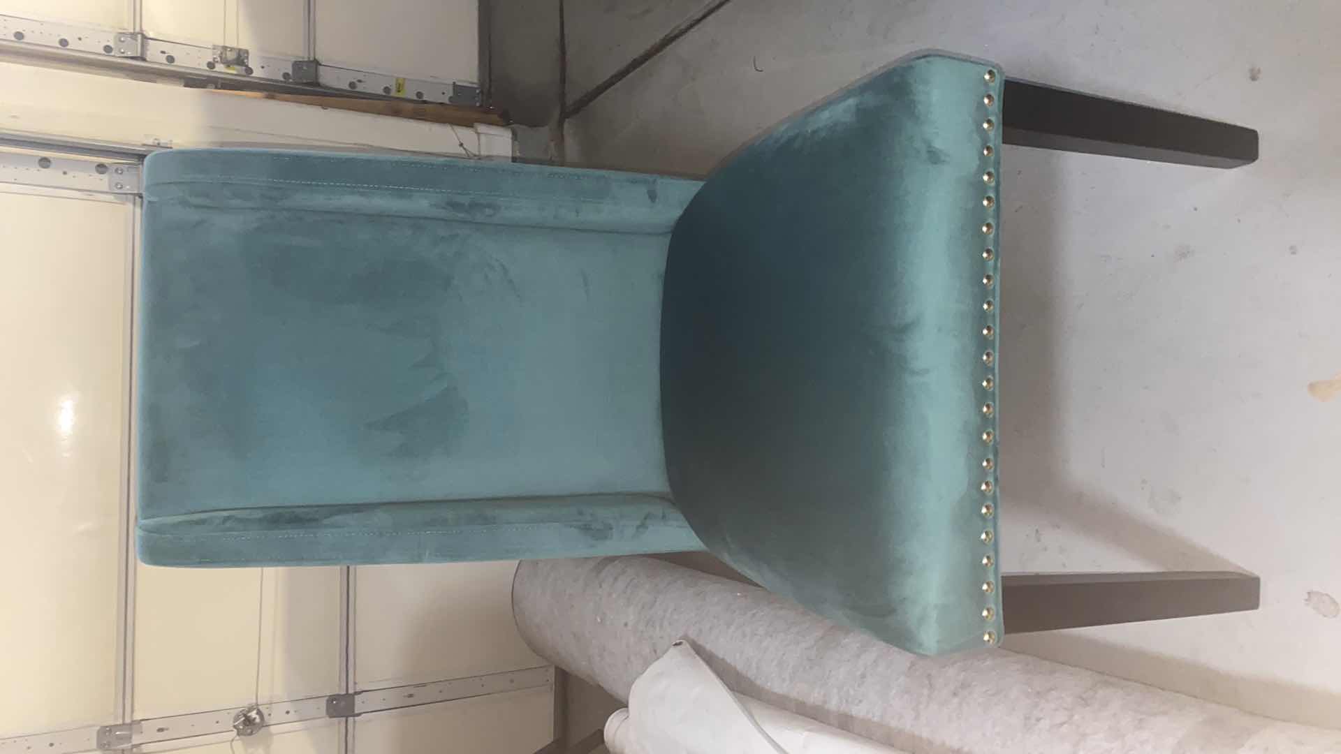 Photo 1 of NEW PAIR OF MODWAY PERFORMANCE VELVET TEAL DINING CHAIRS WITH SILVER TRIM