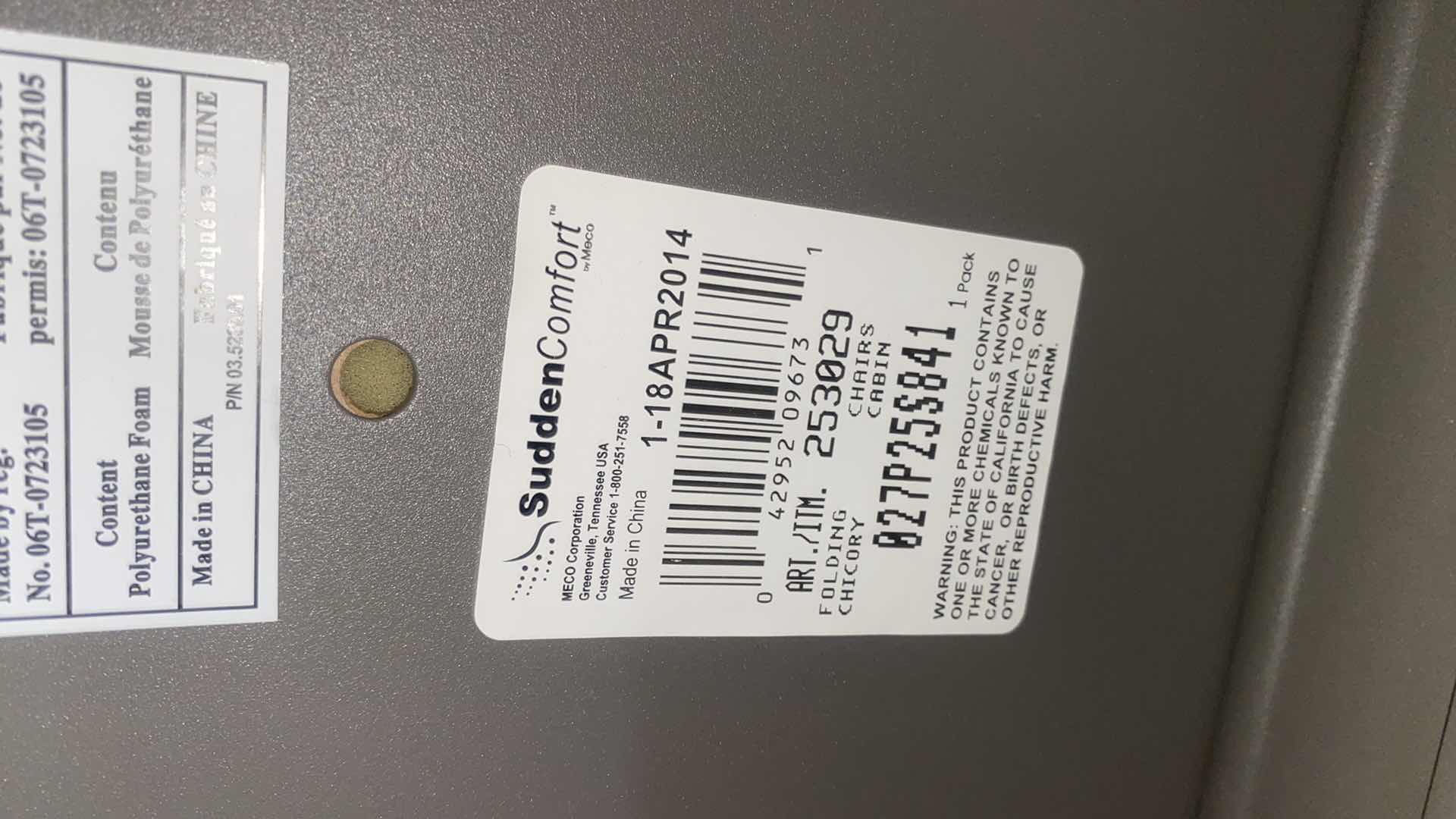 Photo 1 of 4 - MECO SUDDEN COMFORT FOLDING CHAIRS