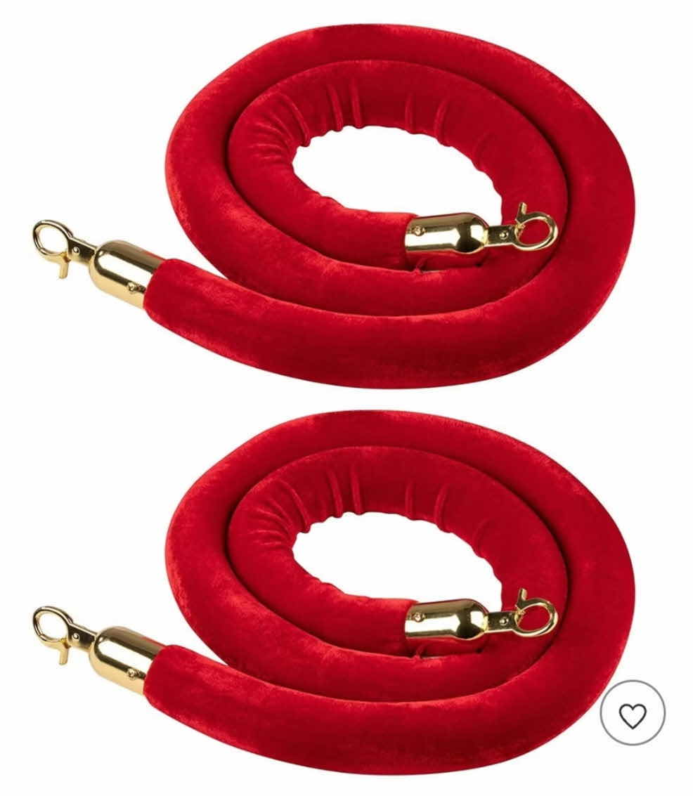 Photo 1 of 6 - NEW RED & GOLD VELVET CROWD CONTROL ROPES FOR STANCIONS 5’