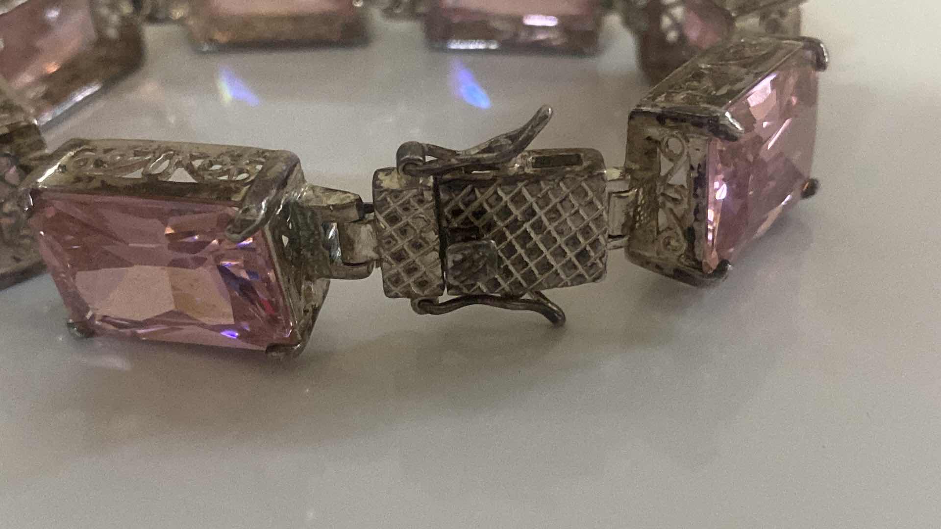 Photo 1 of VINTAGE PINK STONE BRACELET 1/2” X 7 1/2”