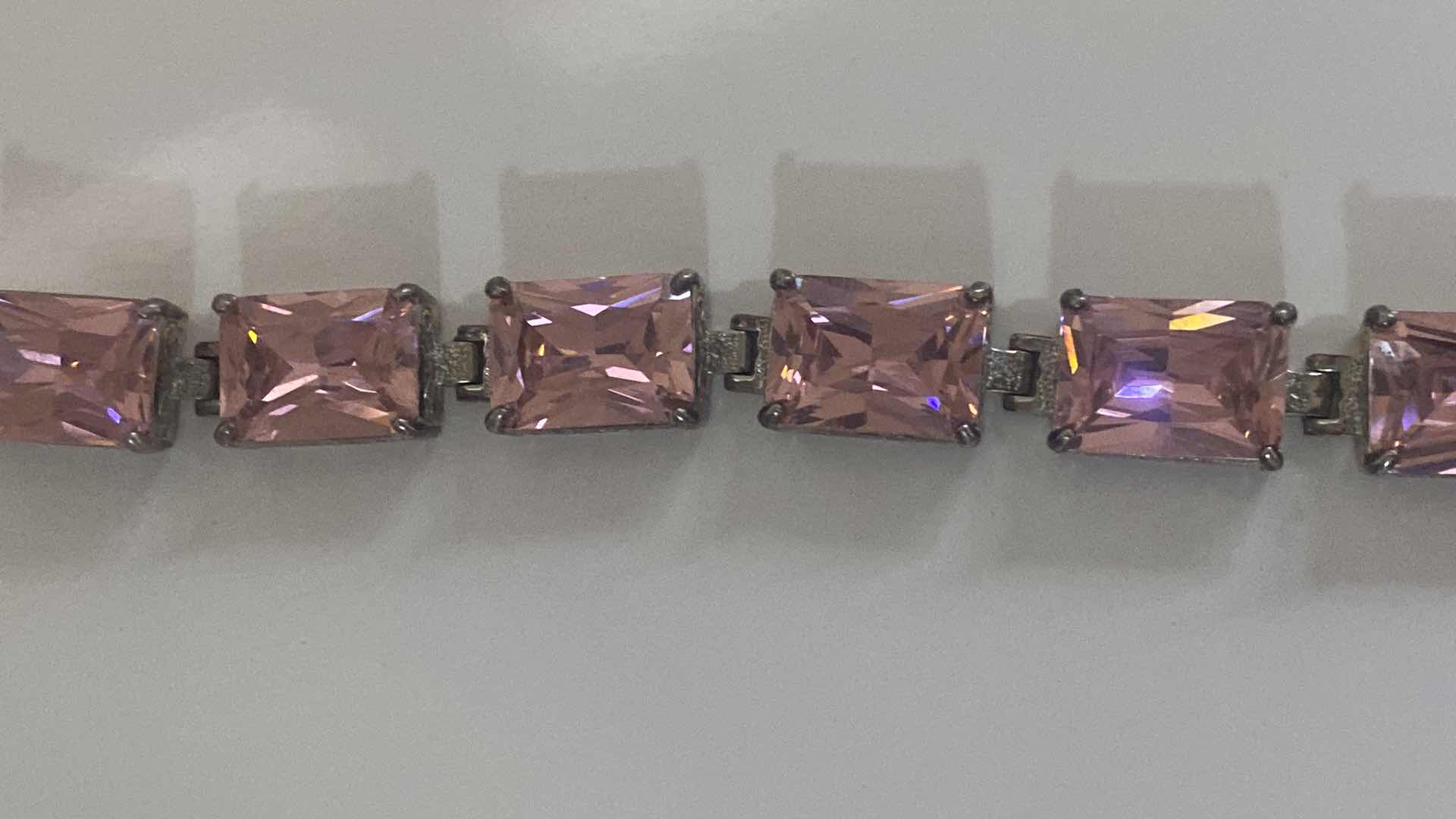 Photo 1 of VINTAGE PINK STONE BRACELET 1/2” X 7 1/2”