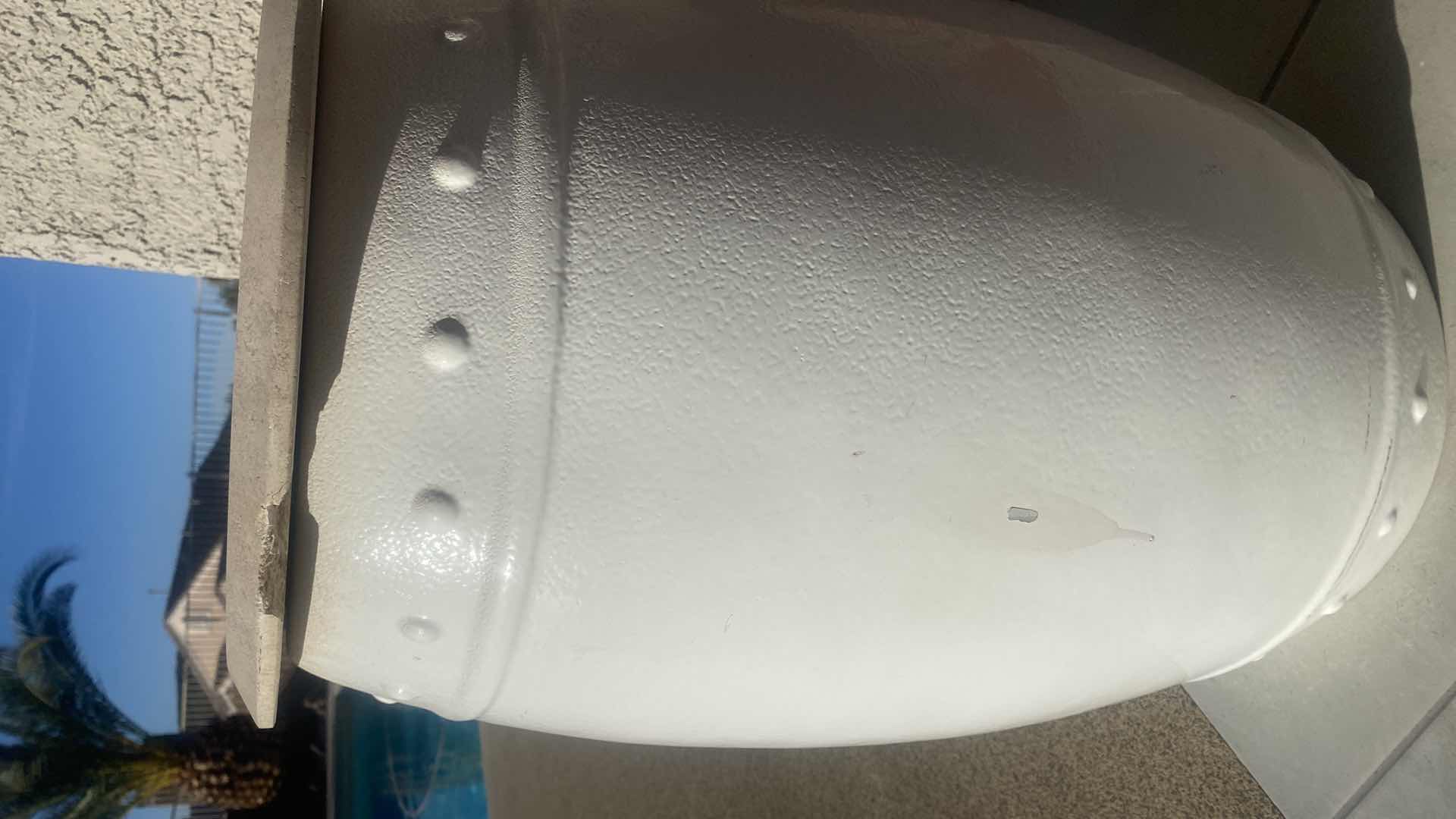 Photo 1 of ROUND OUTDOOR HEAVY END TABLE WITH STONE TOP FROM WYNN LAS VEGAS (2 AVAILABLE EACH SOLD SEPARATELY) 14 1/2” x 23”