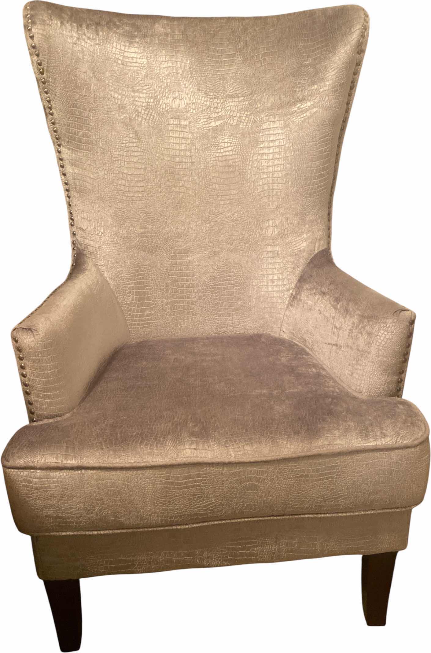 Photo 1 of SILVER ALLIGATOR PRINT WING BACK CHAIR WITH SILVER STUD DETAIL