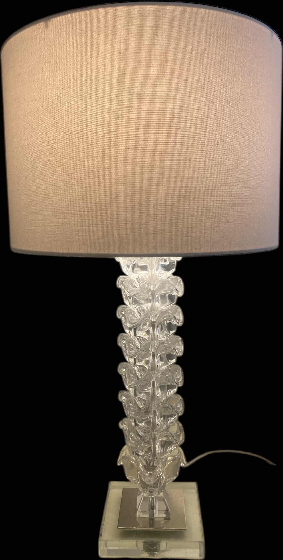 Photo 1 of ZGALLERIE CRYSTAL TABLE LAMP WITH CHROME & GLASS BASE H29” (2 AVAILABLE EACH SOLD SEPARATELY)