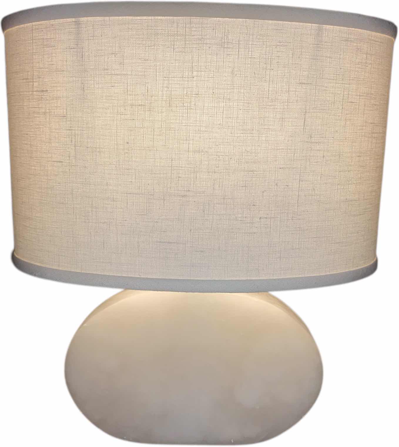 Photo 1 of QUARTZ TABLE LAMP WITH LINEN SHADE 15” X 17”