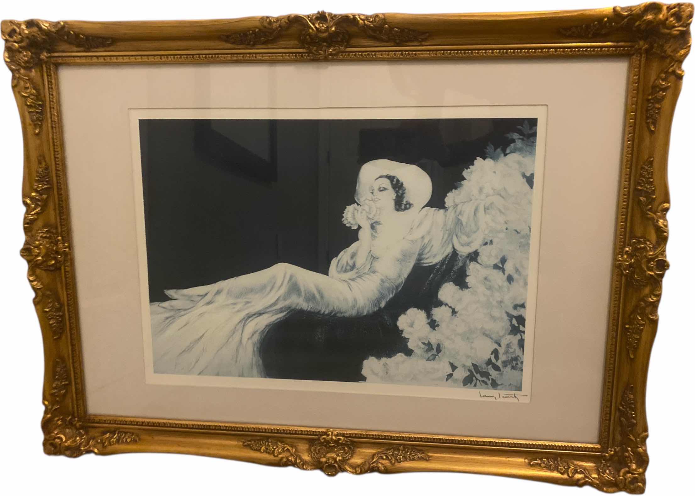 Photo 1 of VINTAGE ORNATE GOLD FRAMED LOUIS ICART “LOVE BLOSSOMS” SIGNED SERIGRAPH 36“ X 26 1/2“
