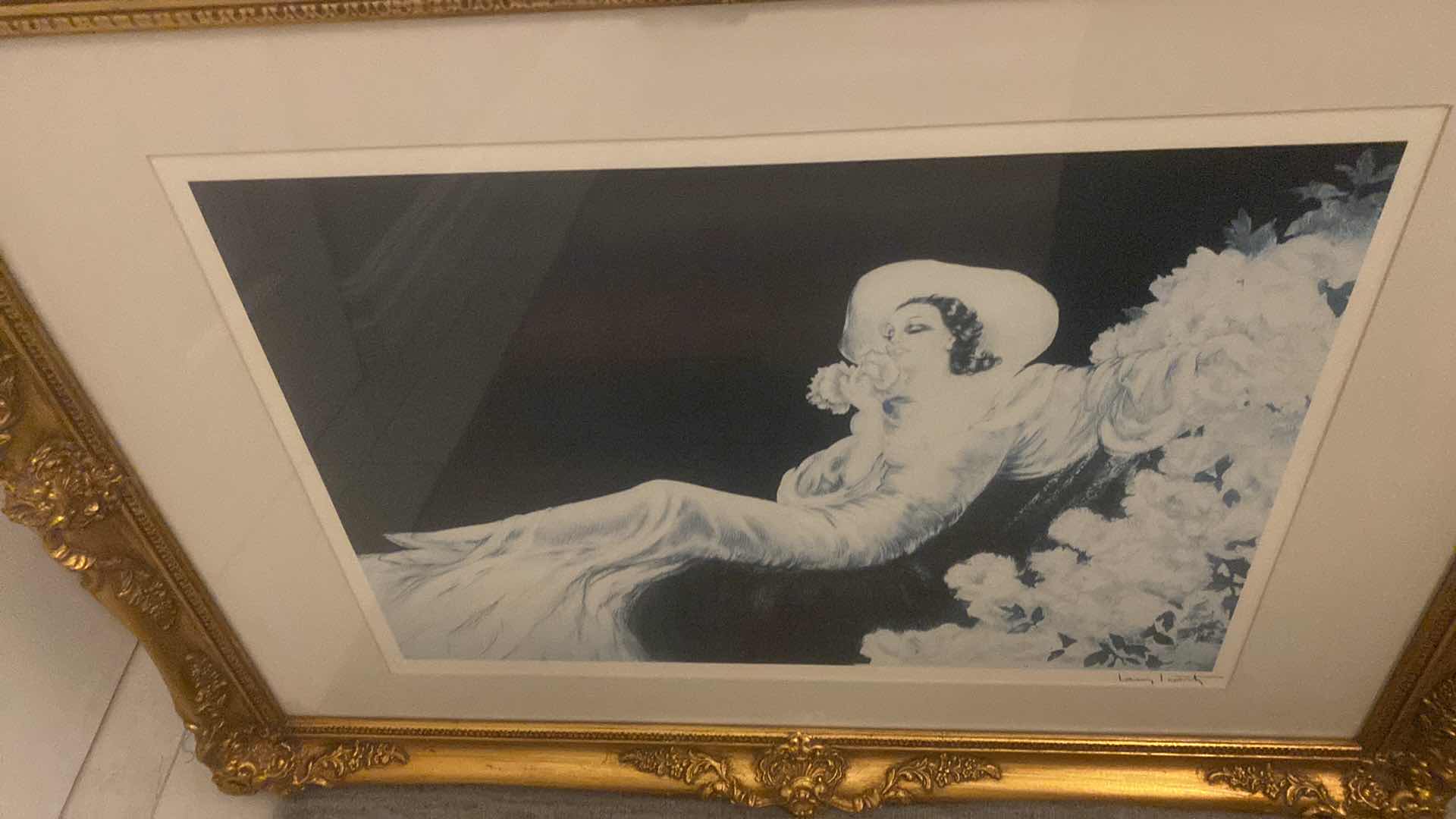 Photo 1 of VINTAGE ORNATE GOLD FRAMED LOUIS ICART “LOVE BLOSSOMS” SIGNED SERIGRAPH 36“ X 26 1/2“