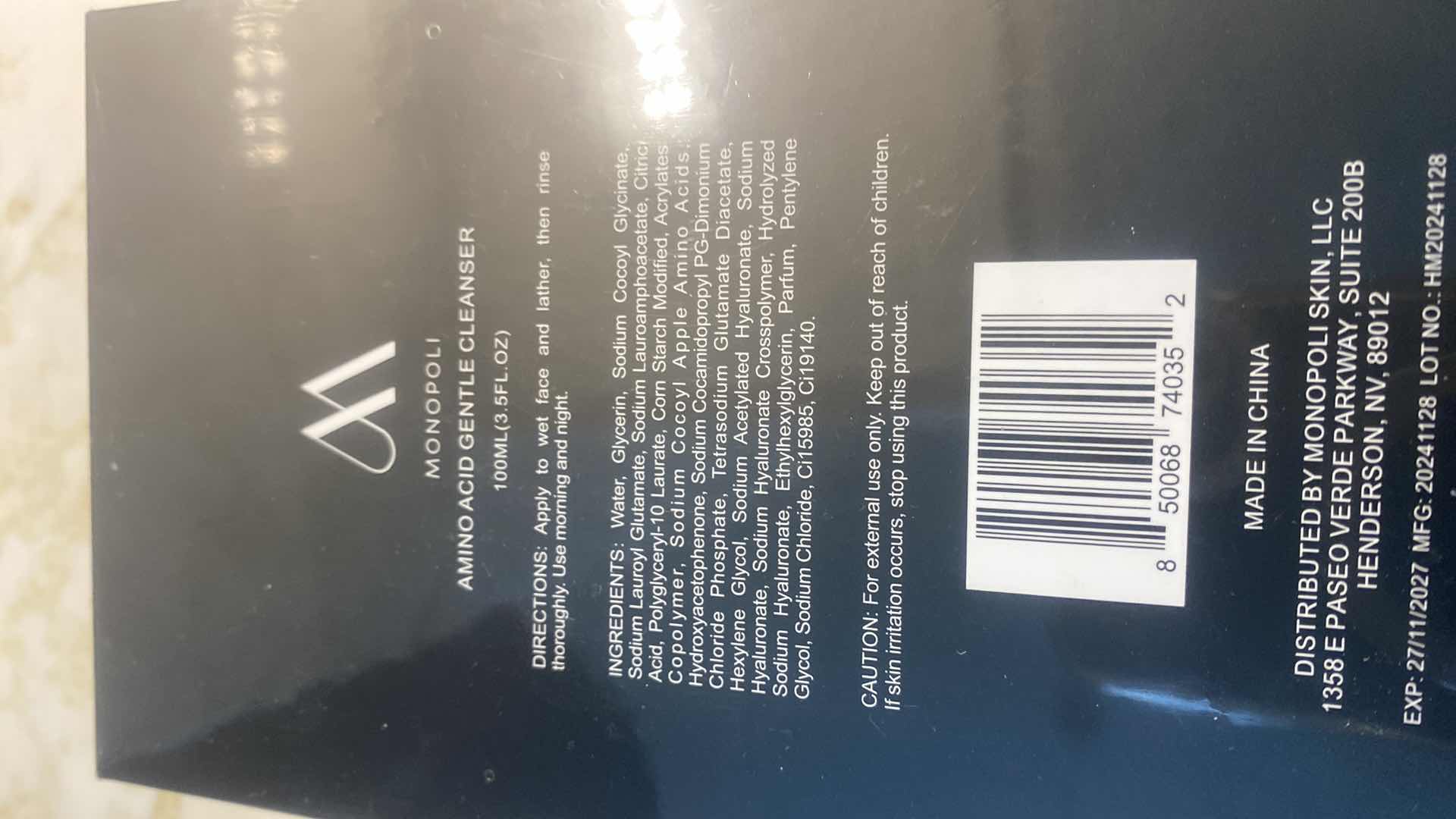 Photo 1 of NEW MONOPOLI SKIN CARE AMINO ACID GENTLE CLEANSER