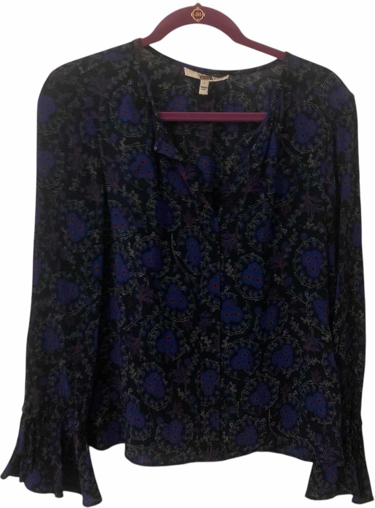 Photo 1 of WOMENS DESIGNER DEREK LAM 10 CROSBY BLUE FLORAL SILK BLOUSE SIZE 6
