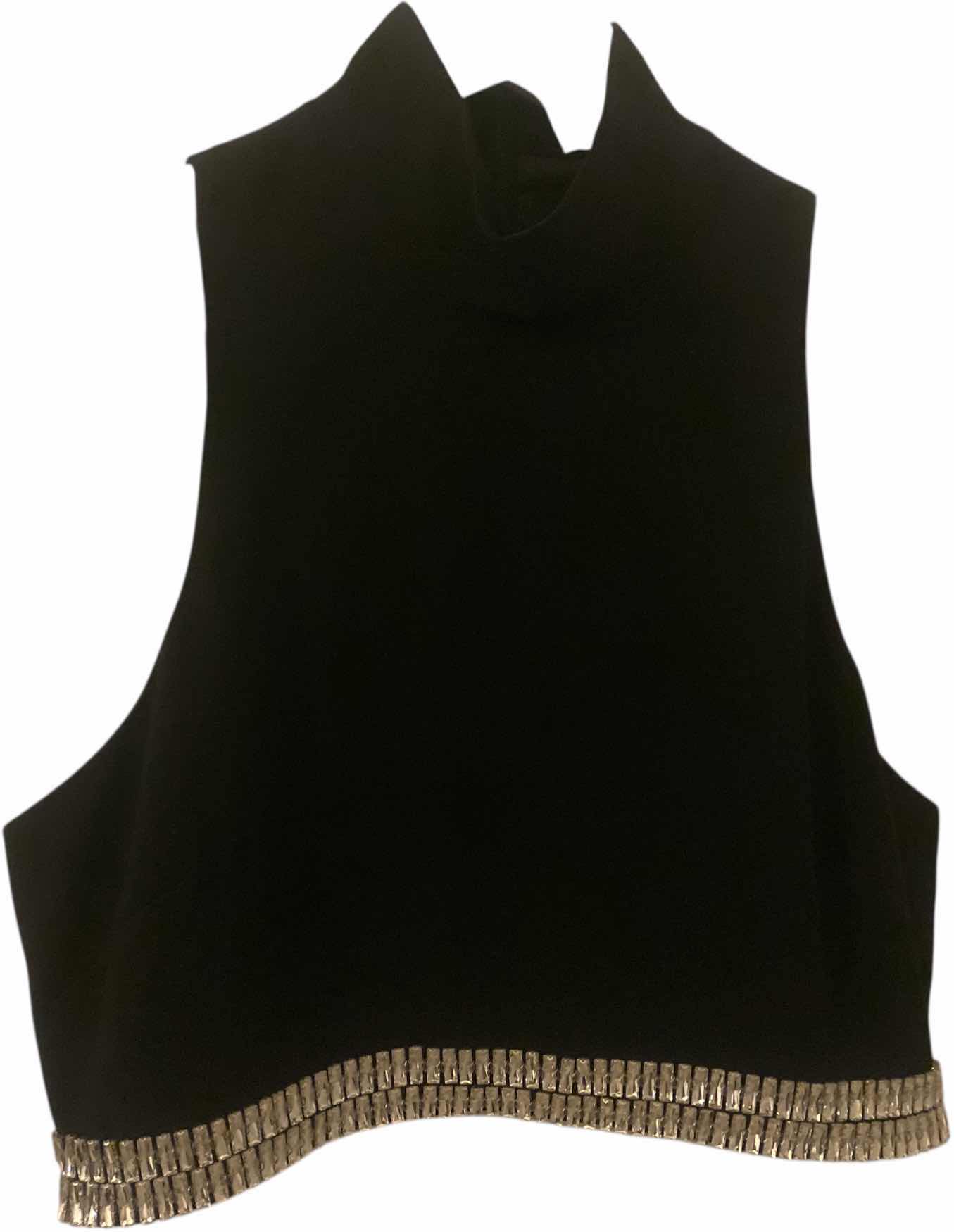 Photo 1 of NEW WOMENS DESIGNER 5a7 CINQ A SEPT CREPE AND RHINESTONE BACK ZIP CROP TOP SIZE MEDIUM