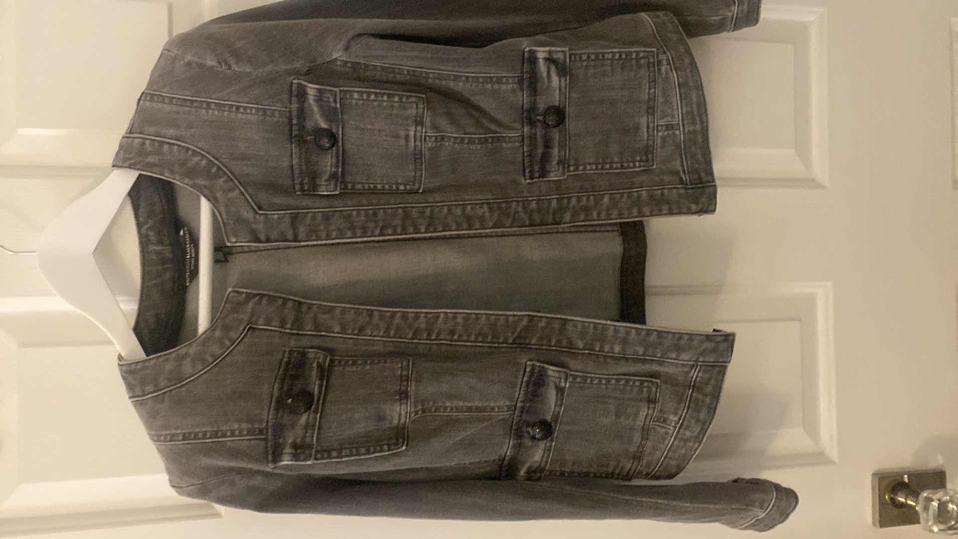 Photo 1 of WOMENS WHITE HOUSE BLACK MARKET CHARCOAL DENIM JACKET SIZE 6