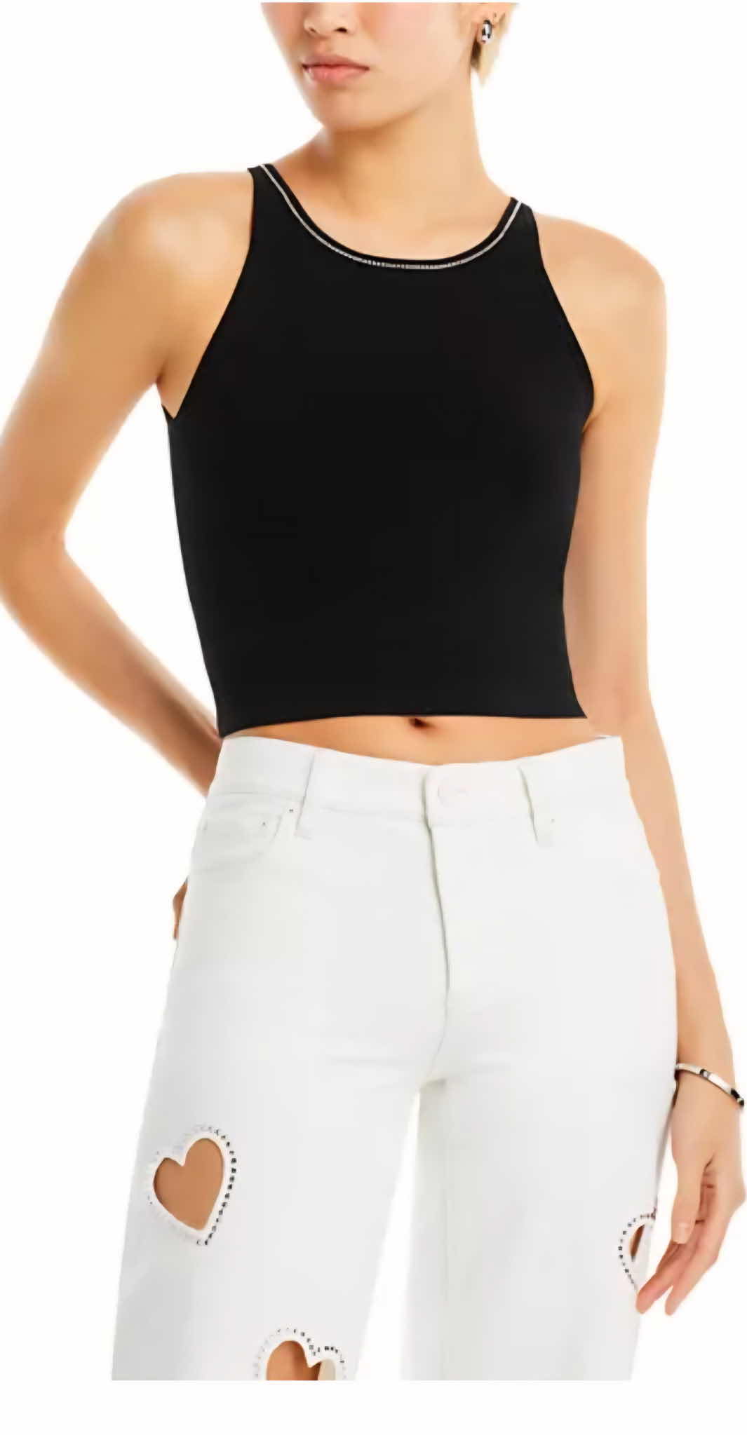 Photo 1 of WOMENS DESIGNER ALICE & OLIVIA KNIT HEART CROP TANK SIZE MEDIUM (pic is back of top)