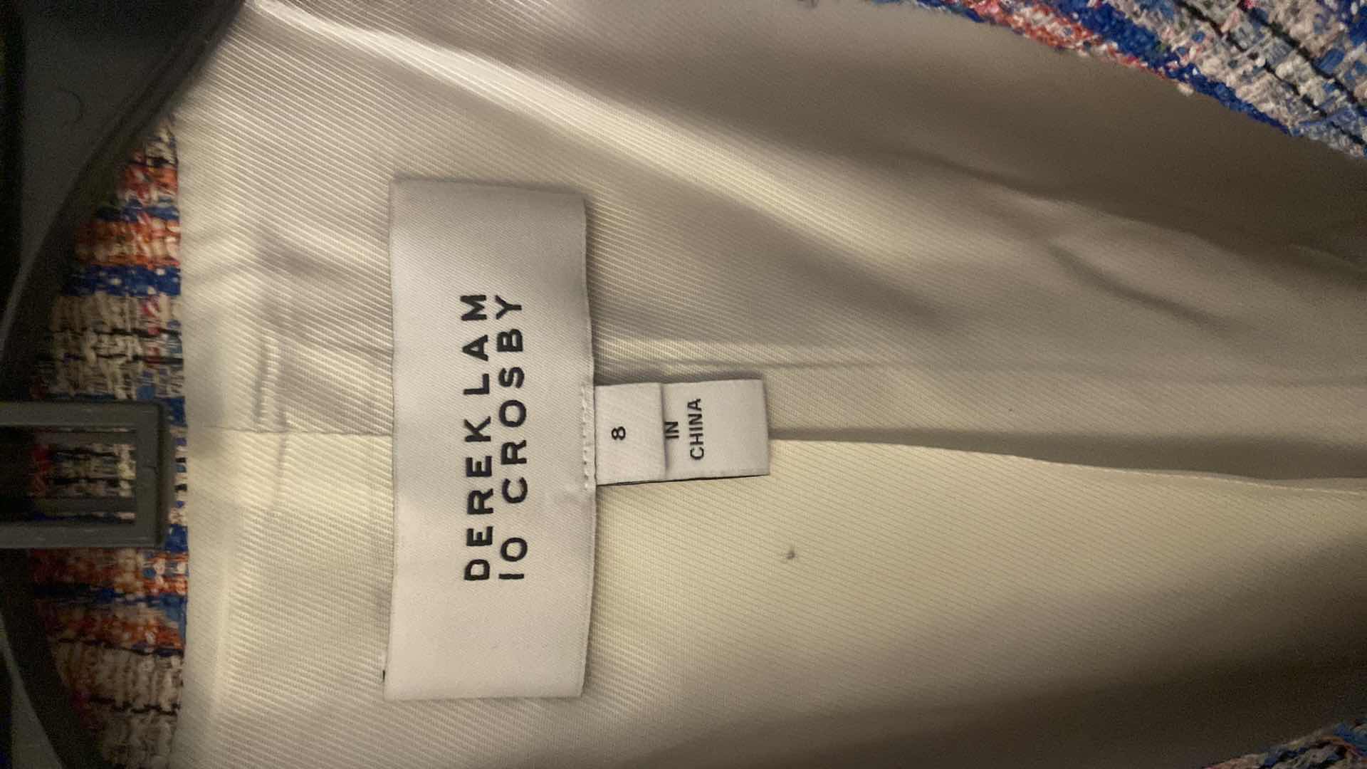 Photo 1 of WOMENS DESIGNER DEREK LAM 10 ASSILA SINGLE BREASTED BRAID TRIM JACKET IN BLUE MULTI BRACELET SLEEVES SIZE 8